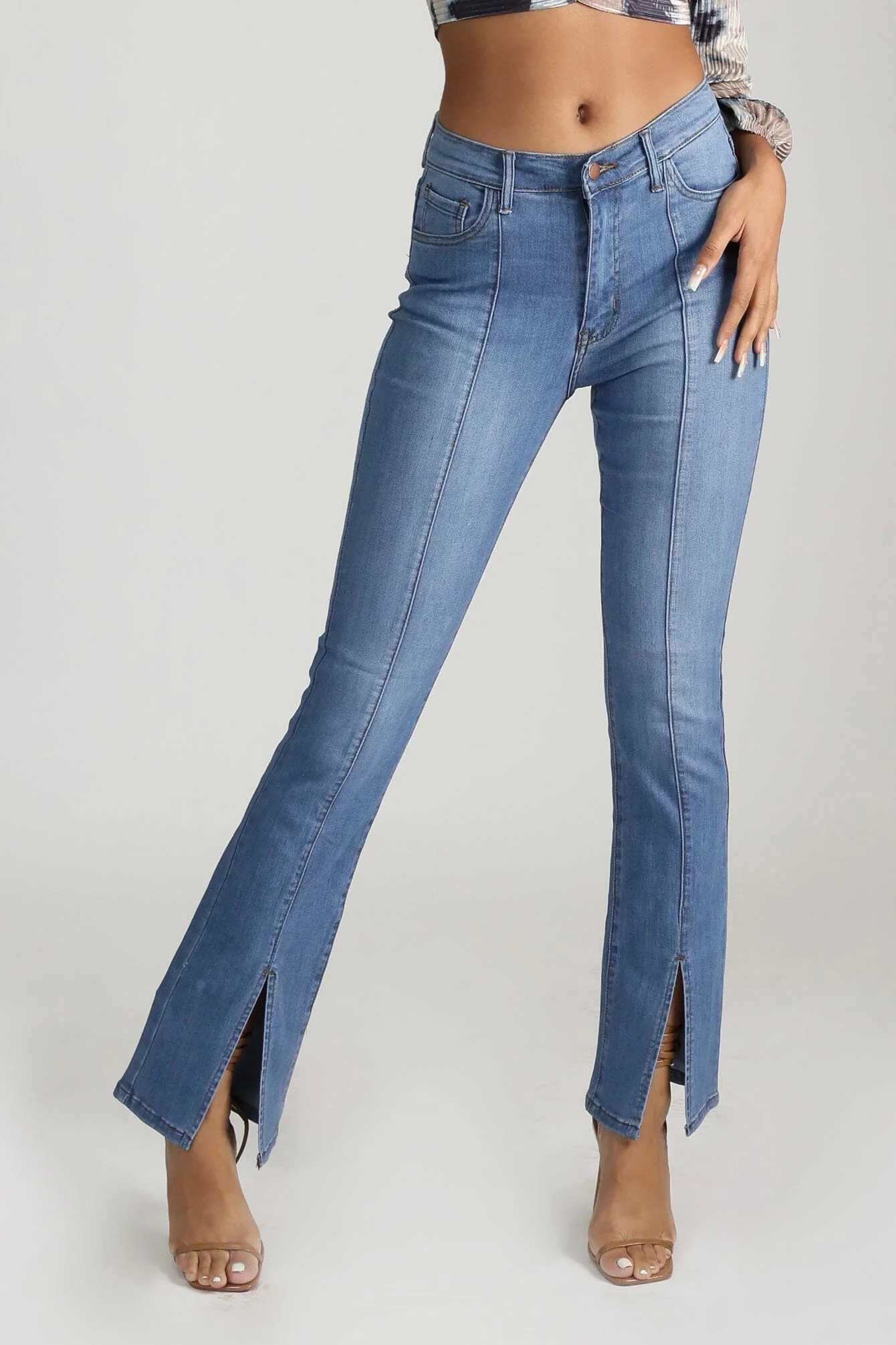 Ah Yah So Nice High Waist Front Split Straight Jeans - Image 3