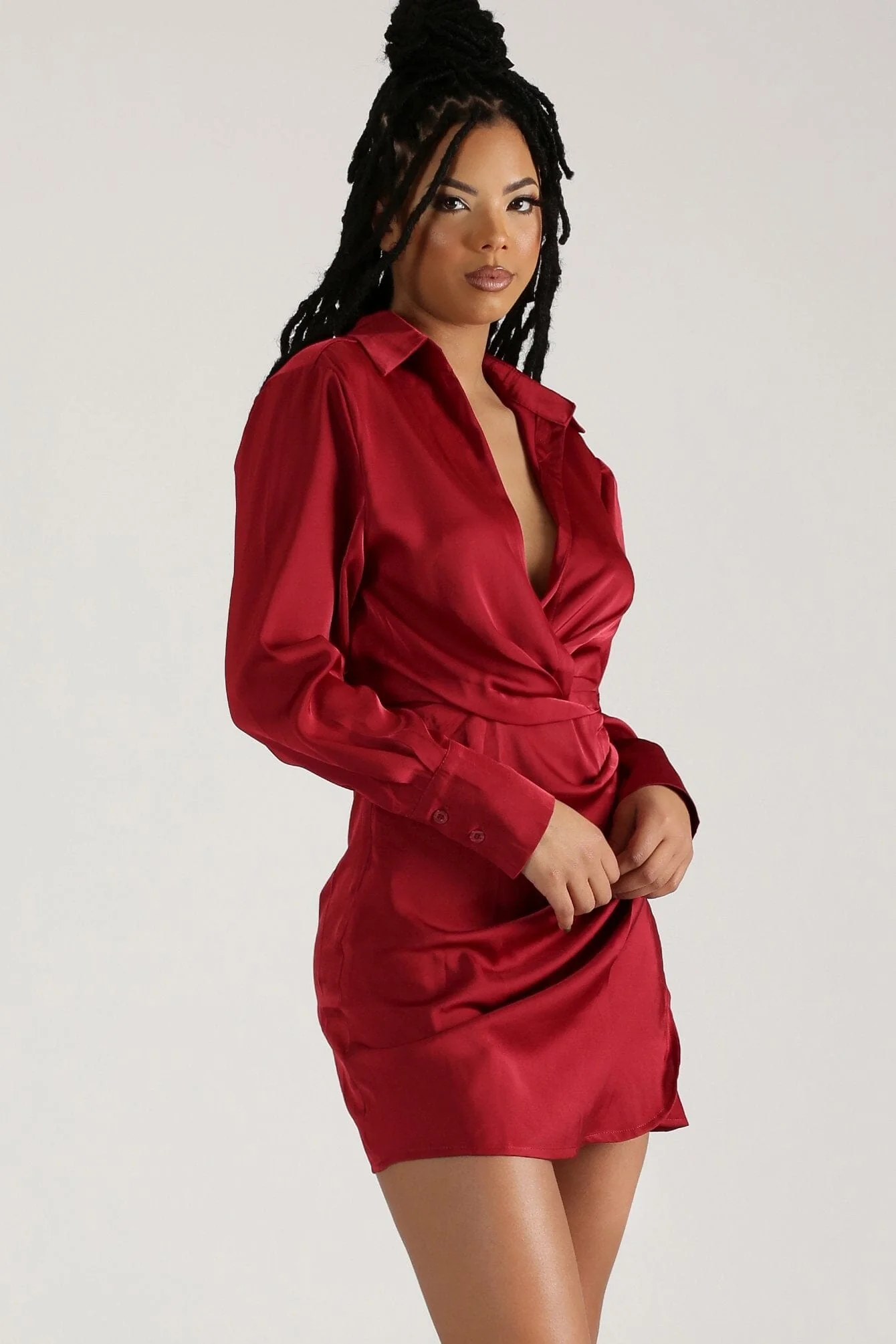 Buy U a Drank Draped Shirt Dress - Image 5