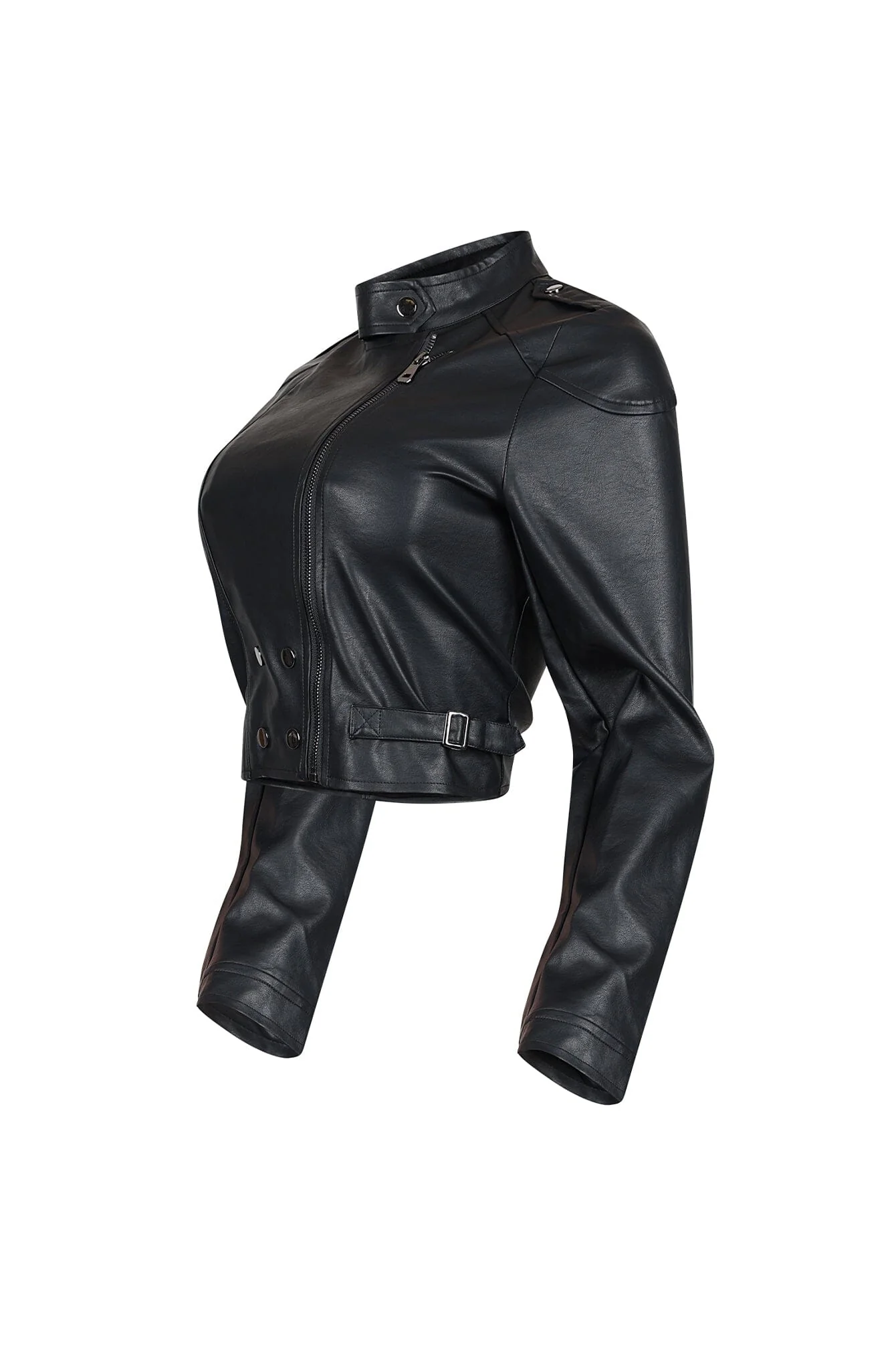 Alina Faux Leather Button Jacket - Image 4