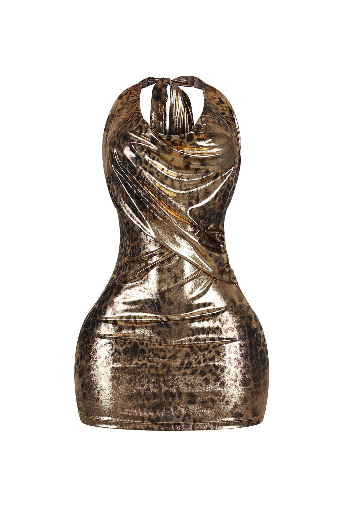 Amika Cowl Neck Foil Print Mini Dress - Image 3