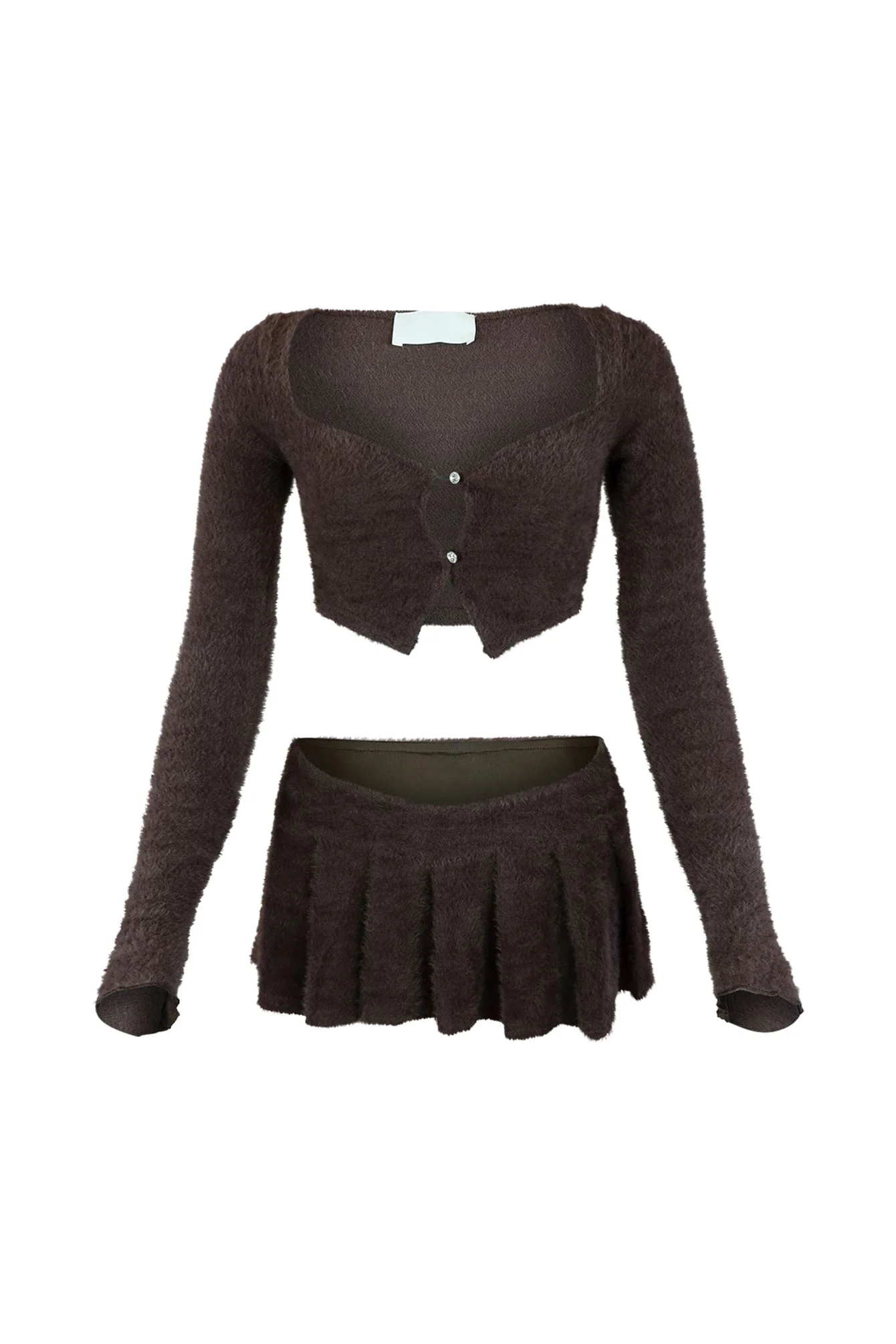 As Time Goes Fuzzy Cardigan Top & Skirt SET - Image 14