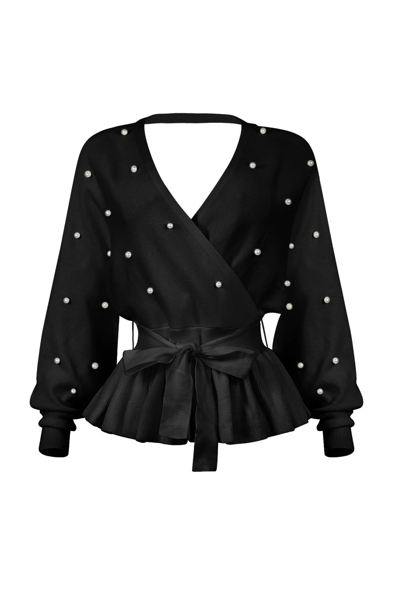 Aubrey Pearl Knit Wrap Sweater - Image 5