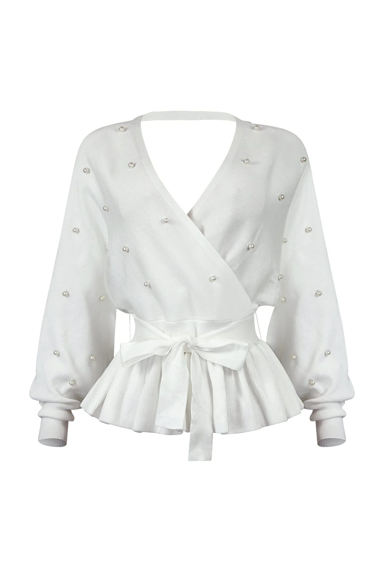 Aubrey Pearl Knit Wrap Sweater - Image 6