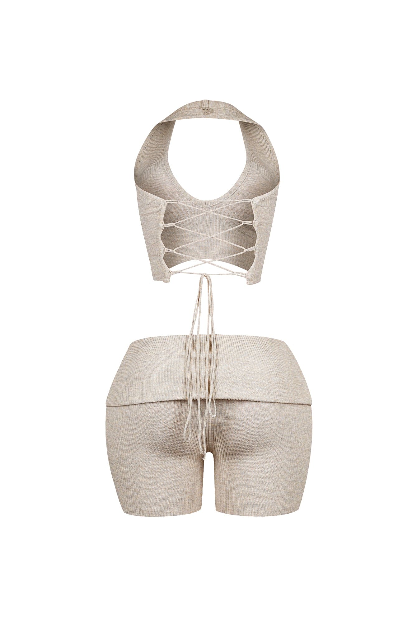 Backfire Ribbed Knit Halter Top & Shorts SET - Image 10