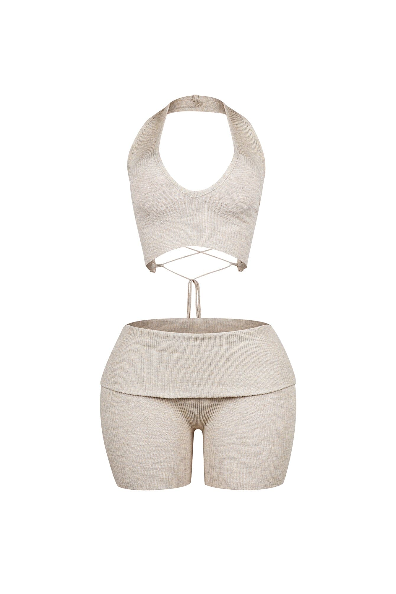 Backfire Ribbed Knit Halter Top & Shorts SET - Image 5