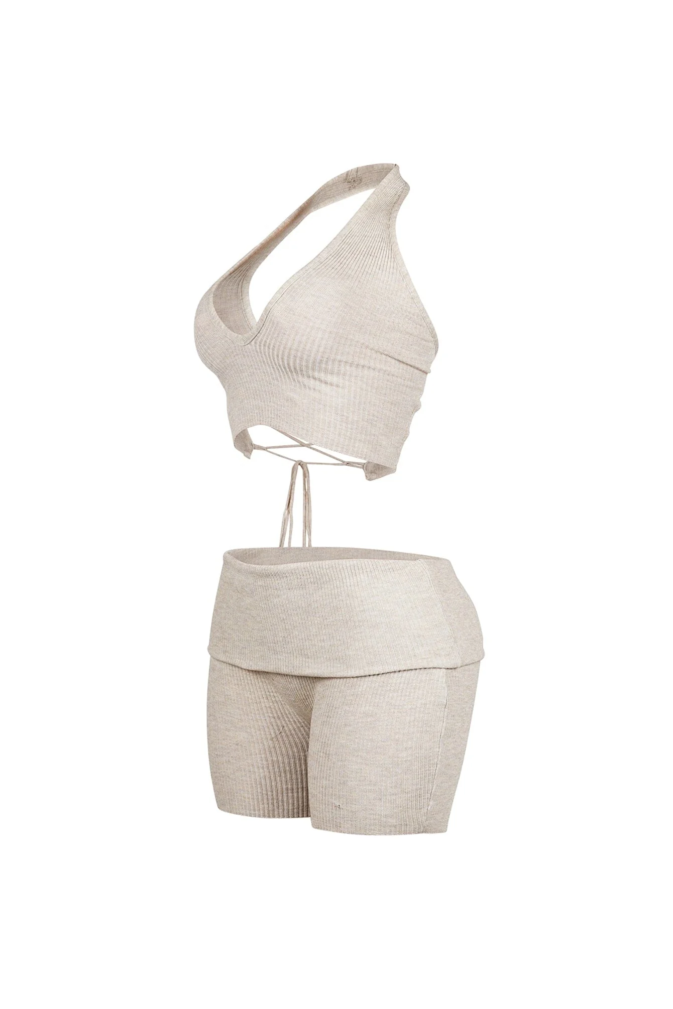 Backfire Ribbed Knit Halter Top & Shorts SET - Image 6