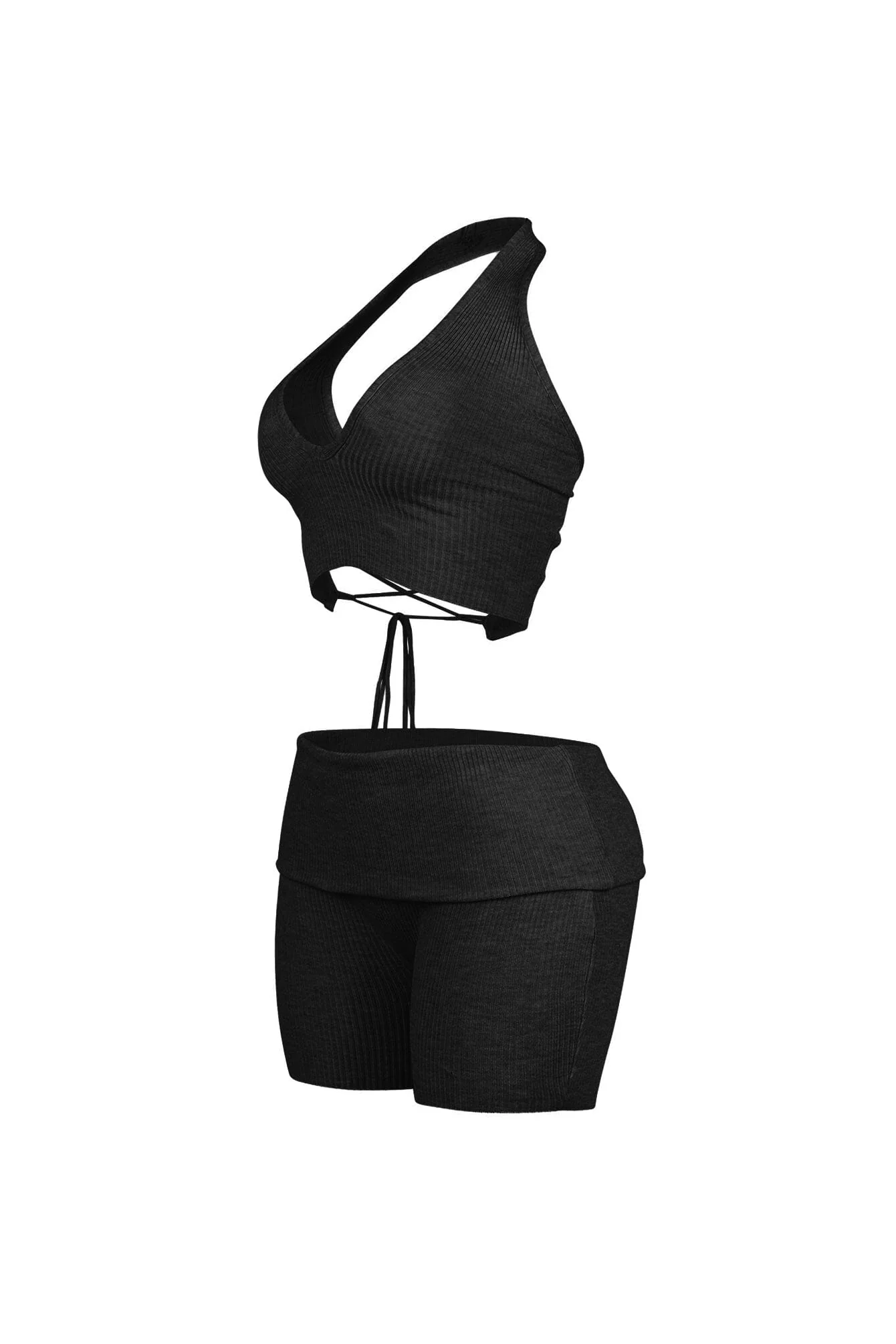 Backfire Ribbed Knit Halter Top & Shorts SET - Image 8