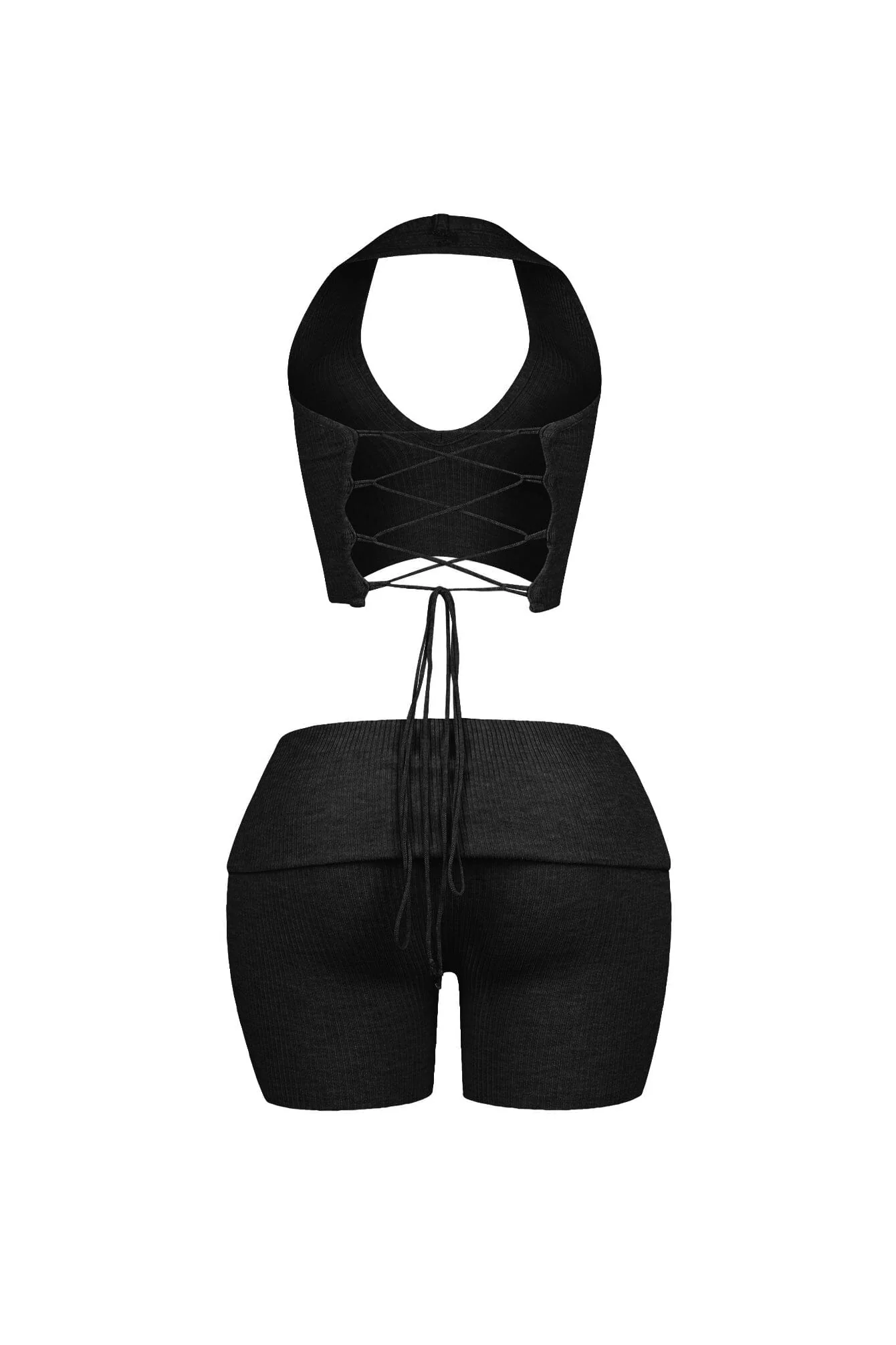 Backfire Ribbed Knit Halter Top & Shorts SET - Image 9
