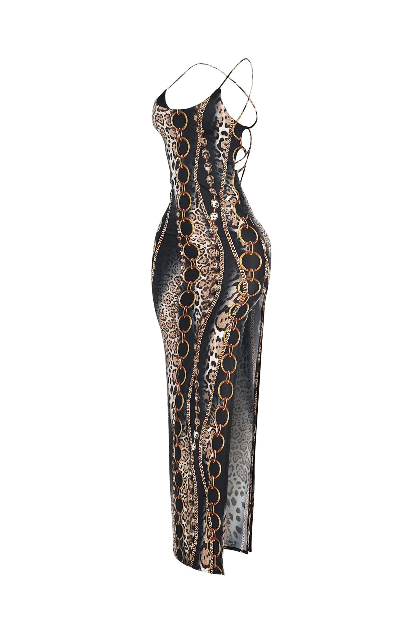 Baroque Blaze Printed Backless Maxi Dress - Image 5