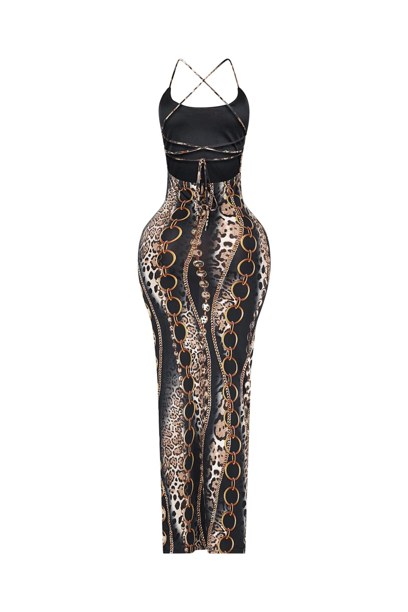 Baroque Blaze Printed Backless Maxi Dress - Image 6