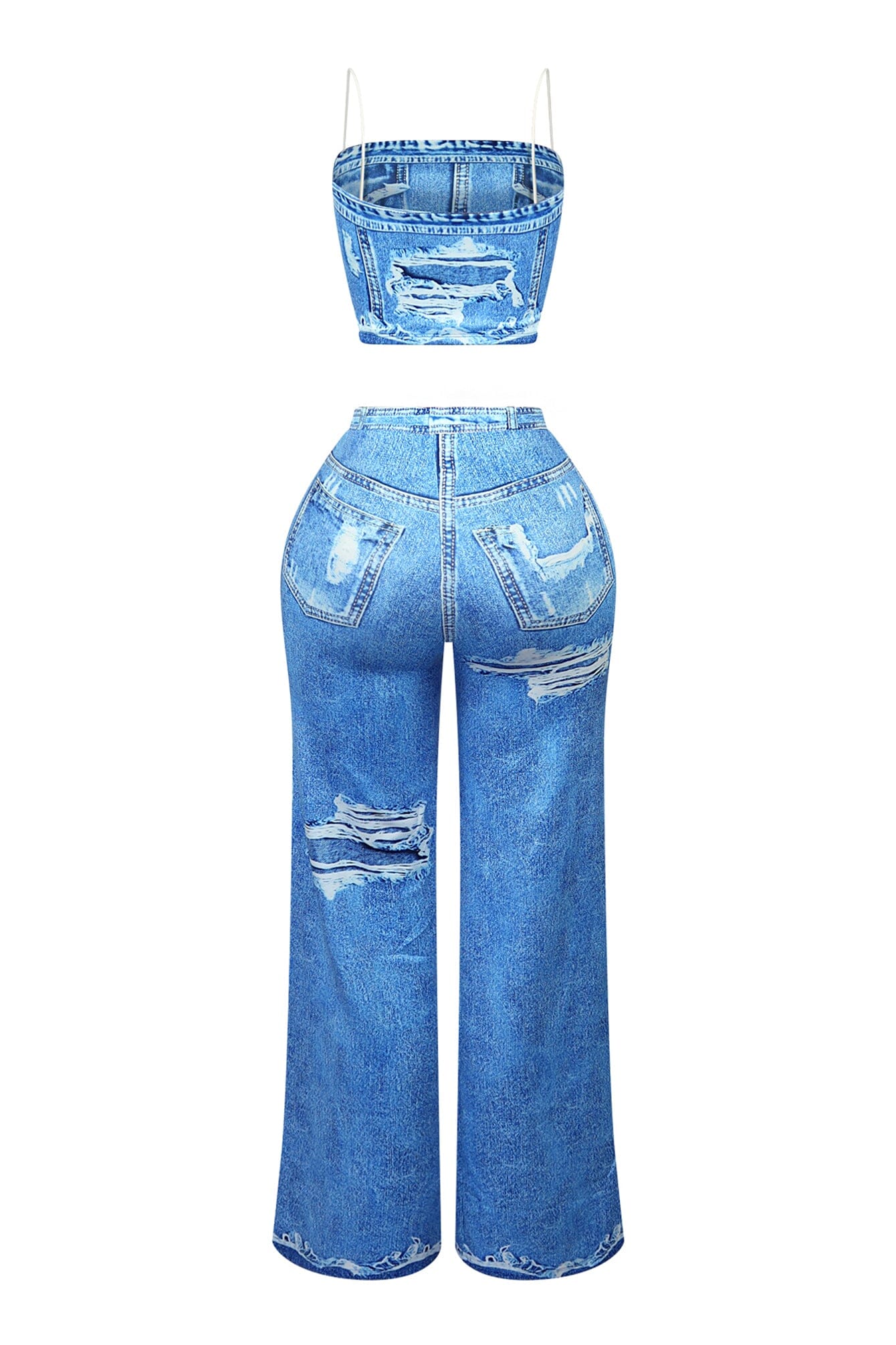 Billy Denim Print Effect Top & Pants SET - Image 5