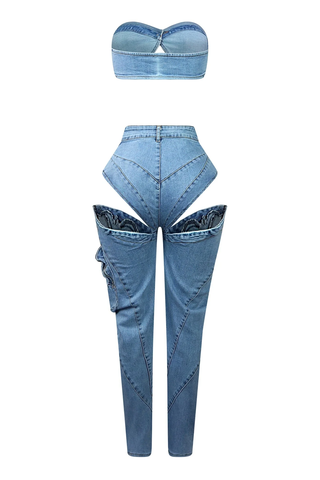 Boss Babe Denim Tube Top & Cut Out Pants SET - Image 6