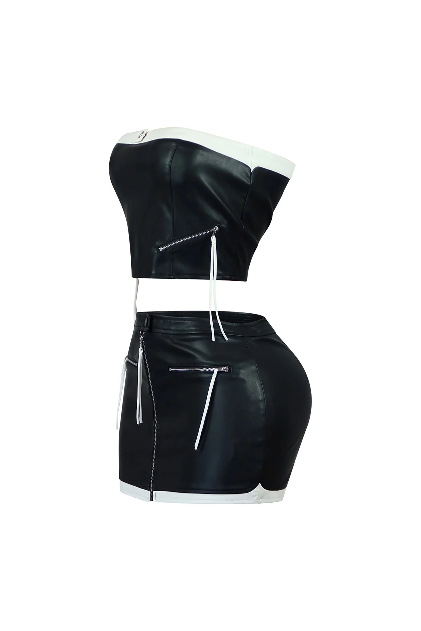 Brady Faux Leather Tube Top & Skirt SET - Image 4