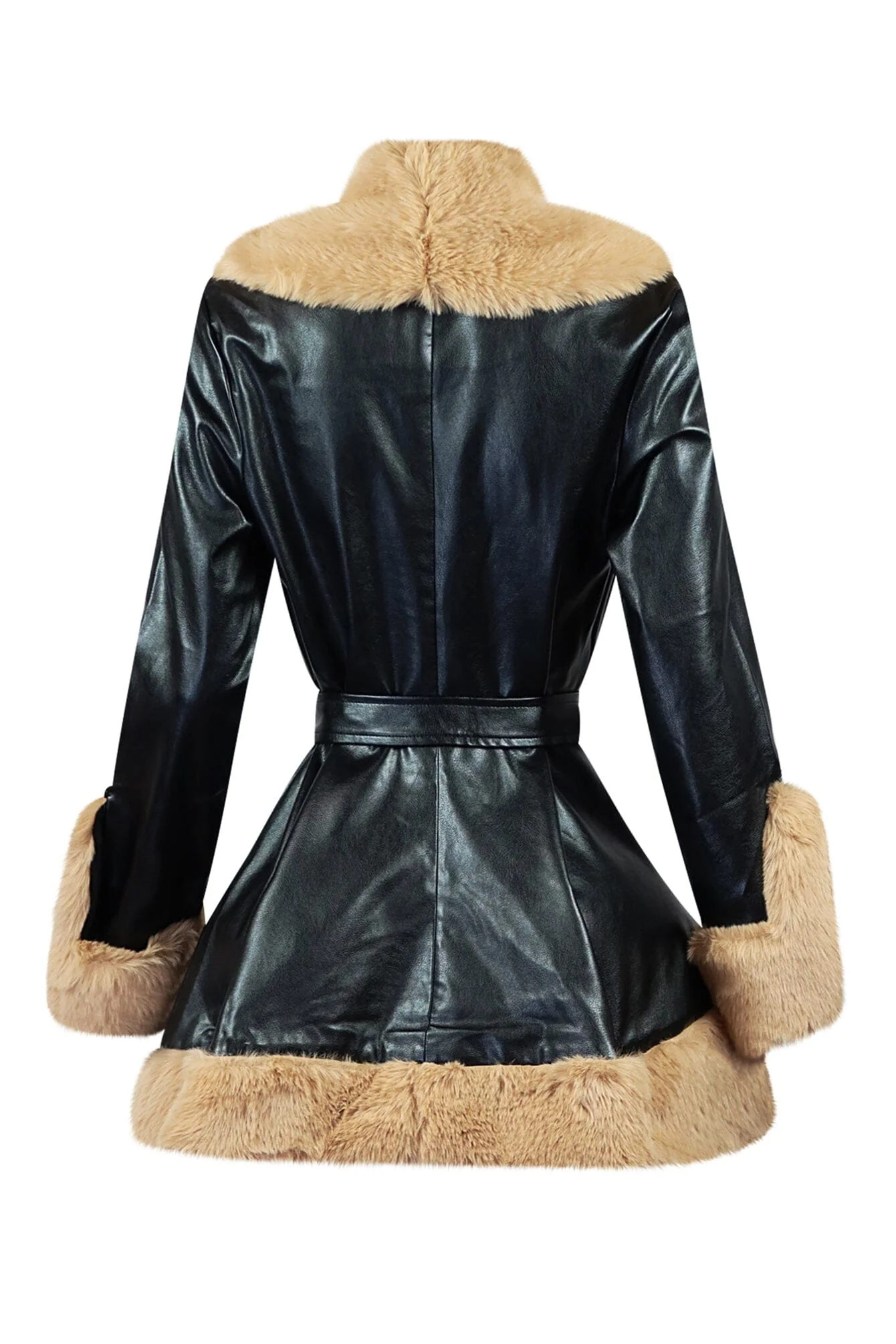 Bronx PU Faux Fur Flare Coat - Image 8