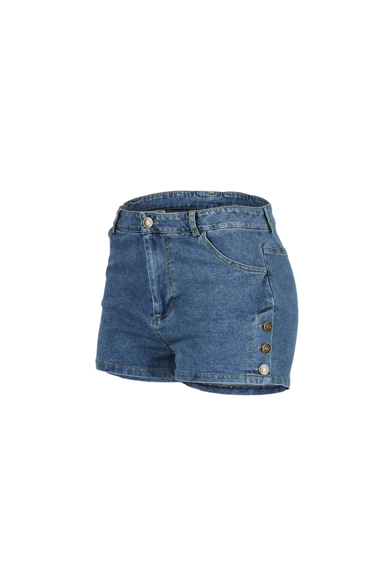 Button Edge Denim Shorts - Image 4