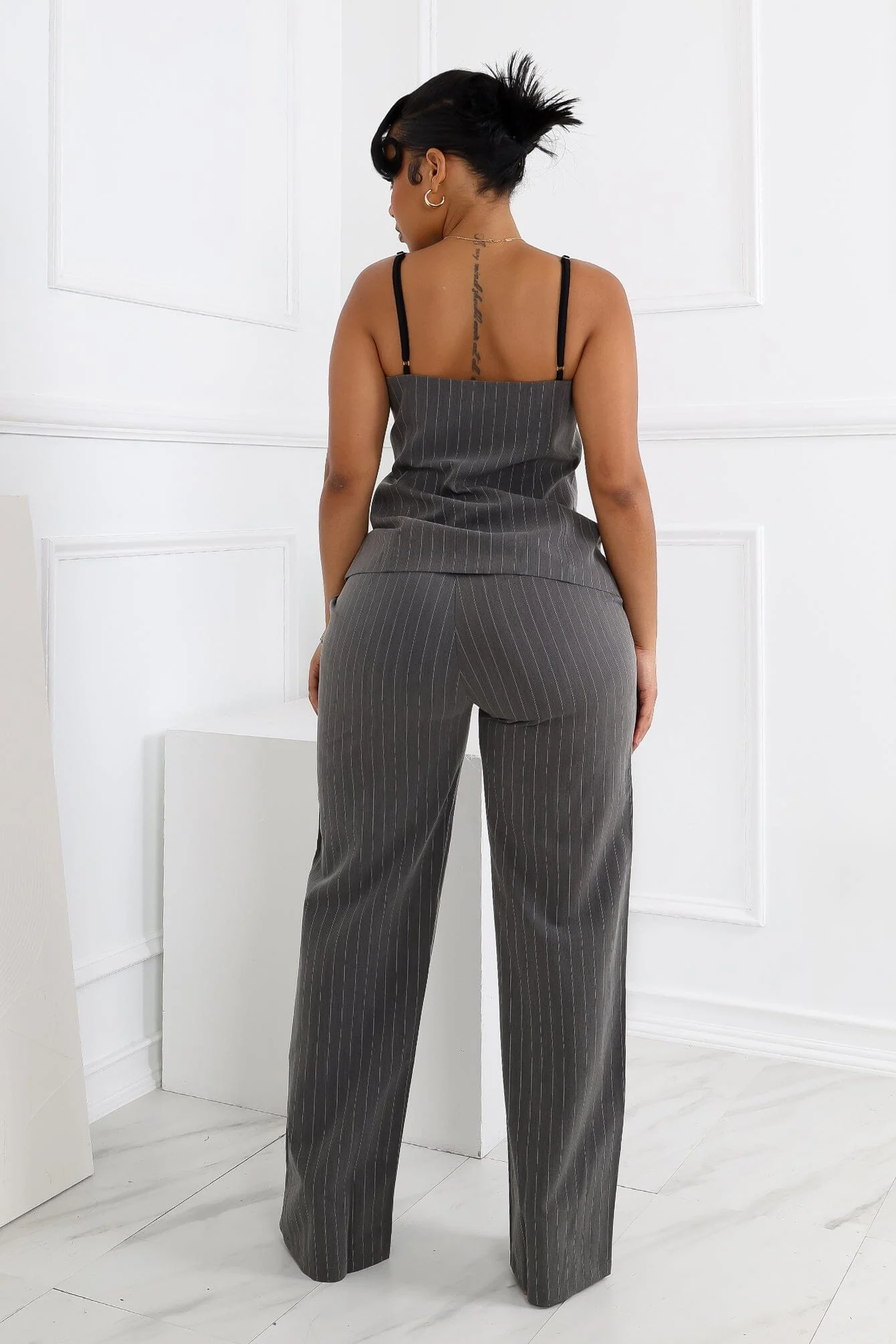 Camilia Pin Stripe Woven Tailored Trousers - Image 3