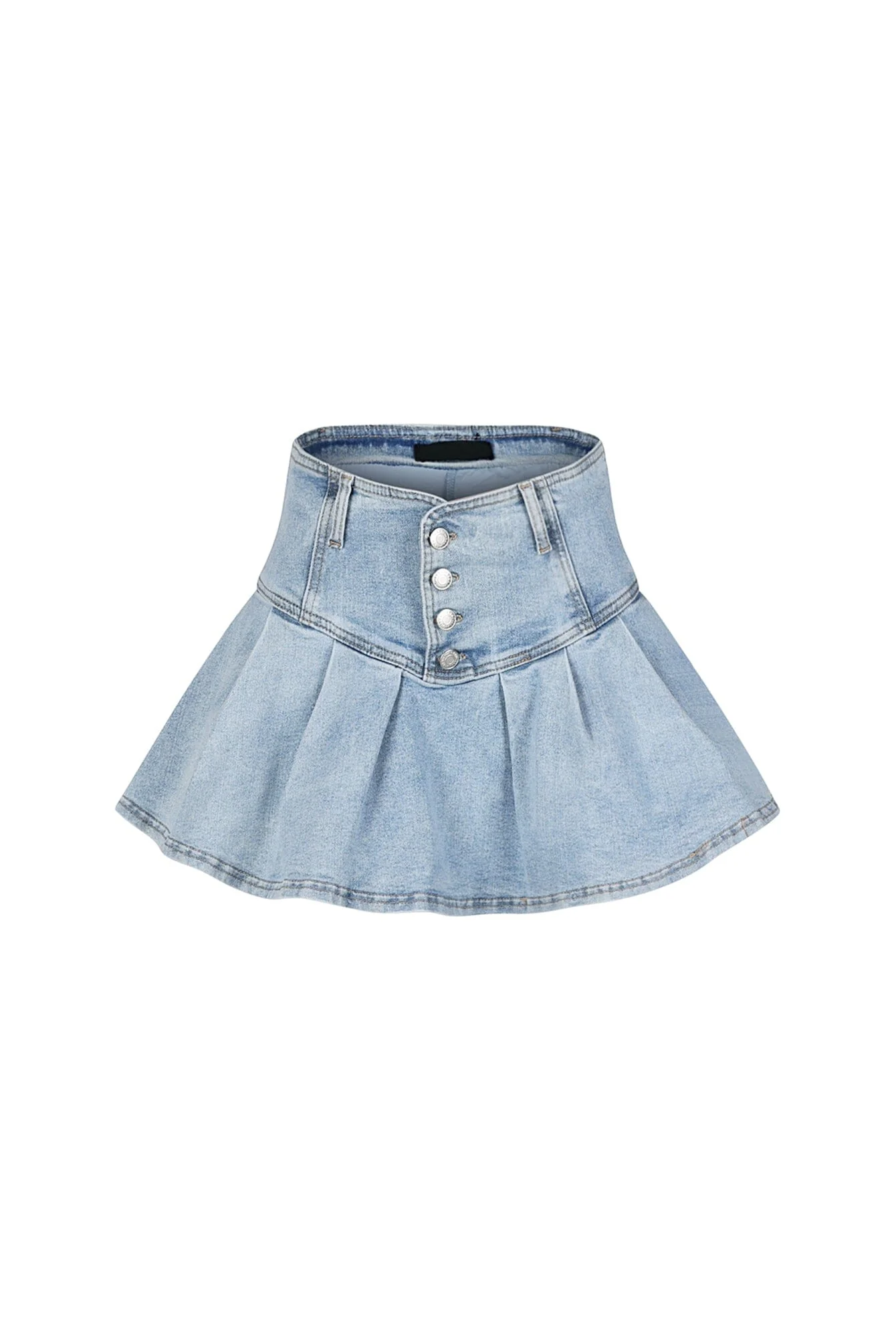 Casually Pleated Denim Mini Skirt - Image 5