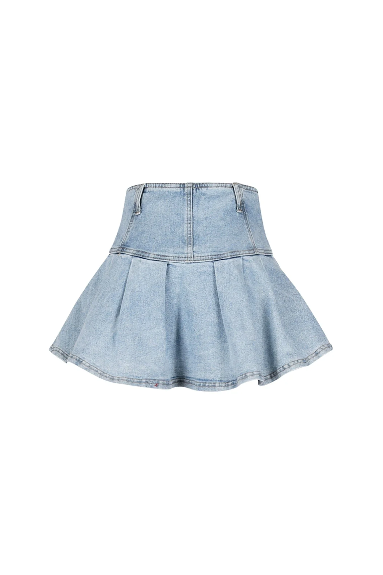 Casually Pleated Denim Mini Skirt - Image 7