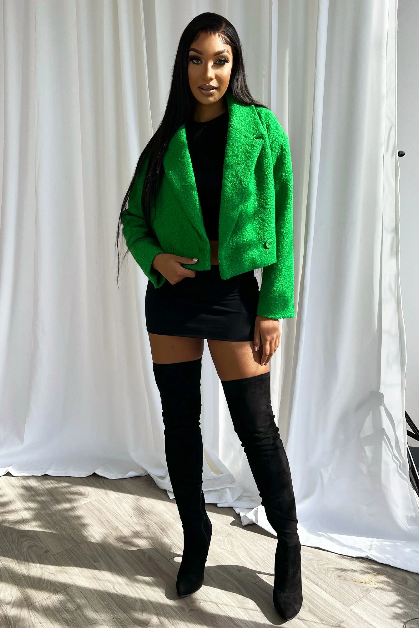 Charlee Sherpa Cropped Jacket - Image 4