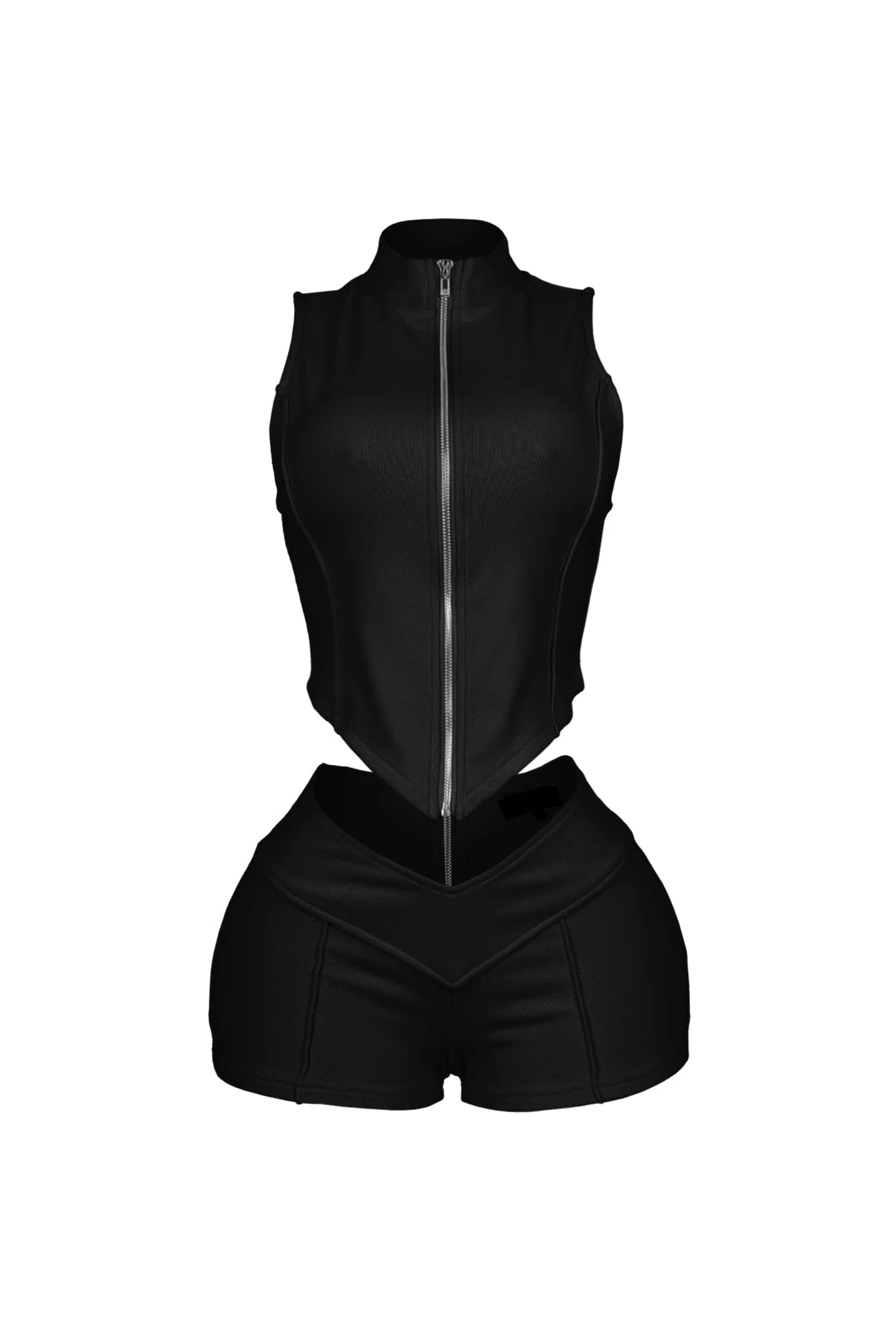 Classic Zip Up Cropped Tank Top & Shorts SET - Image 14