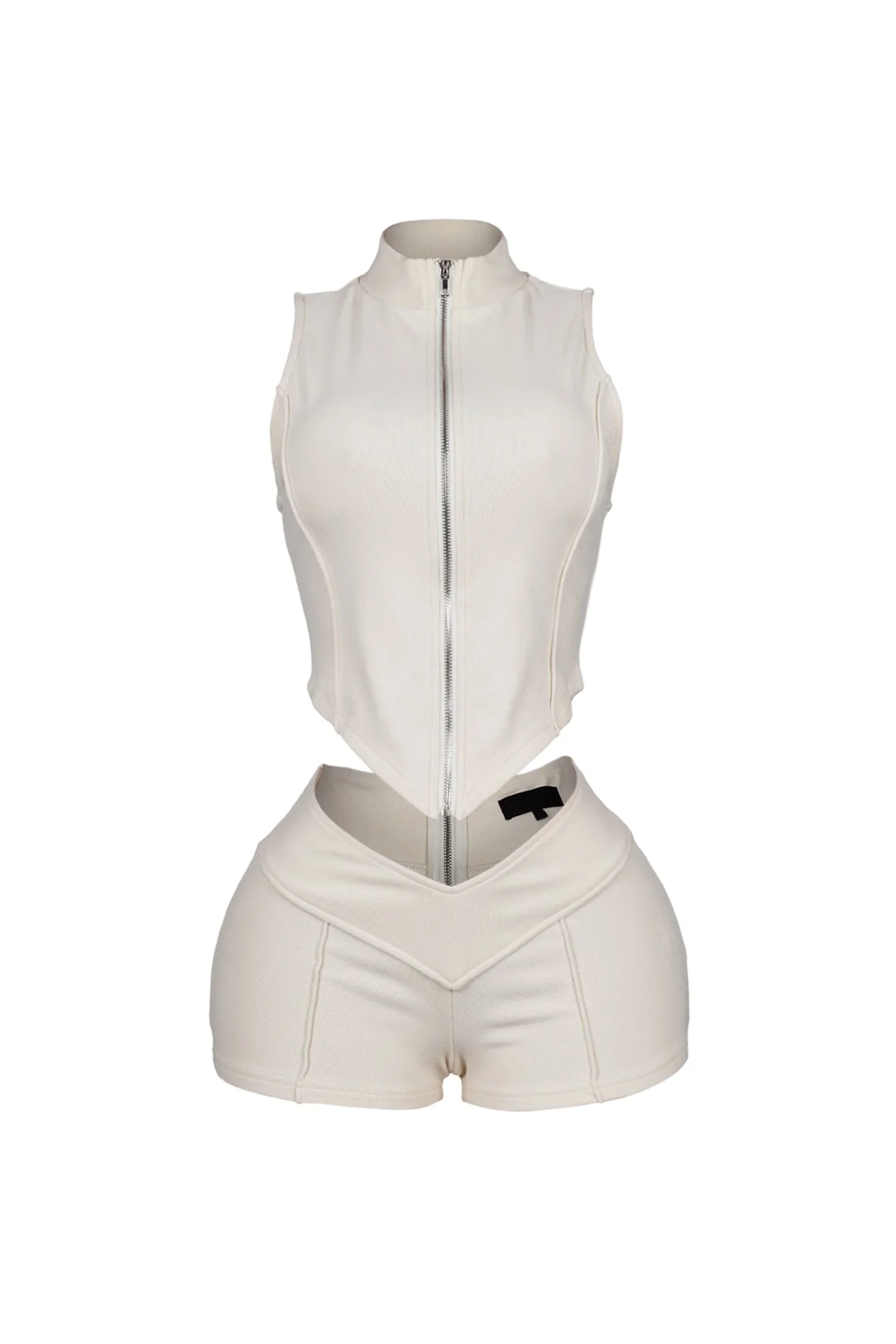 Classic Zip Up Cropped Tank Top & Shorts SET - Image 15