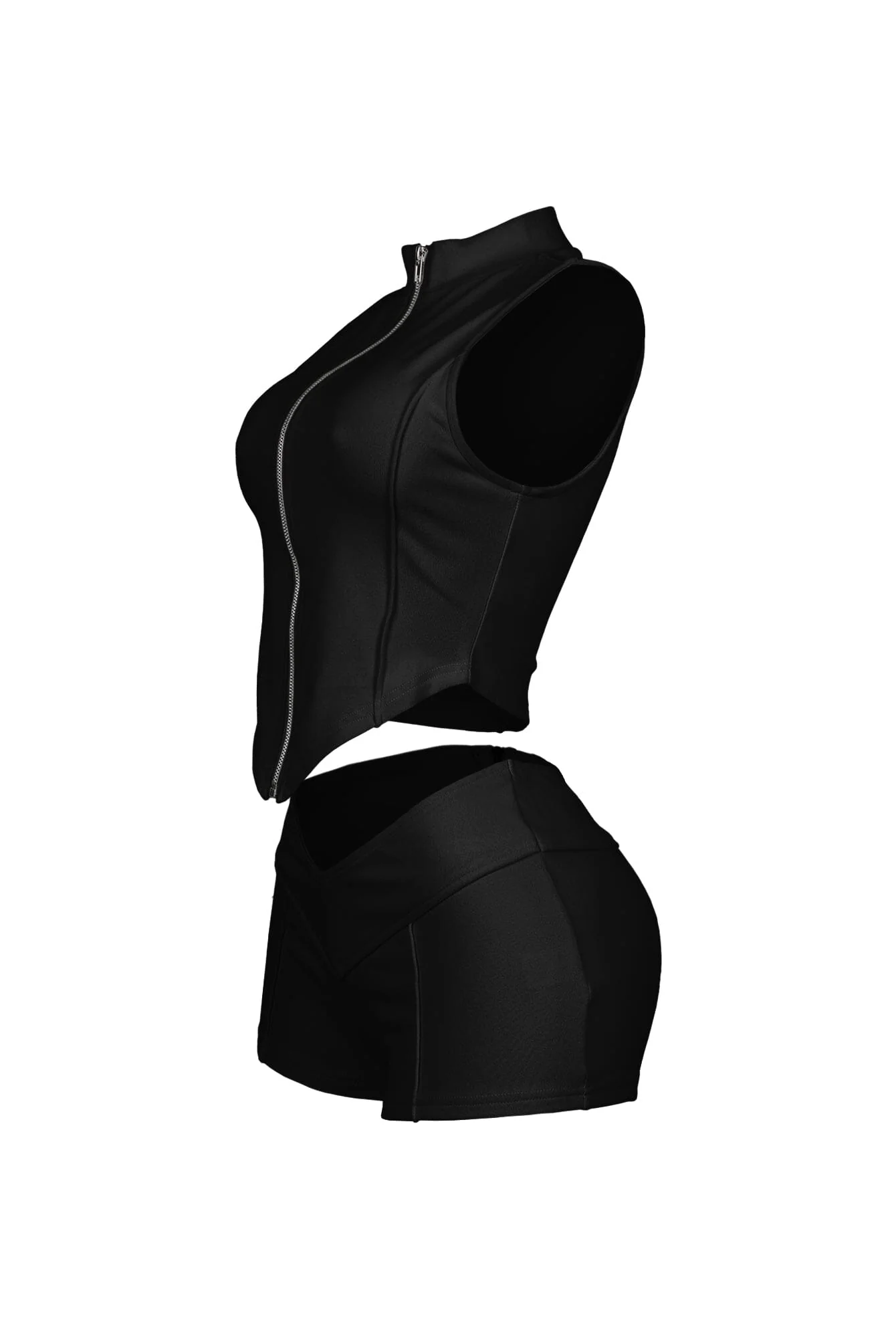 Classic Zip Up Cropped Tank Top & Shorts SET - Image 16