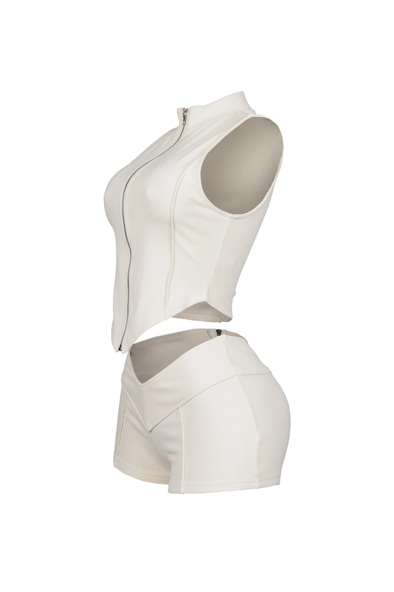 Classic Zip Up Cropped Tank Top & Shorts SET - Image 17