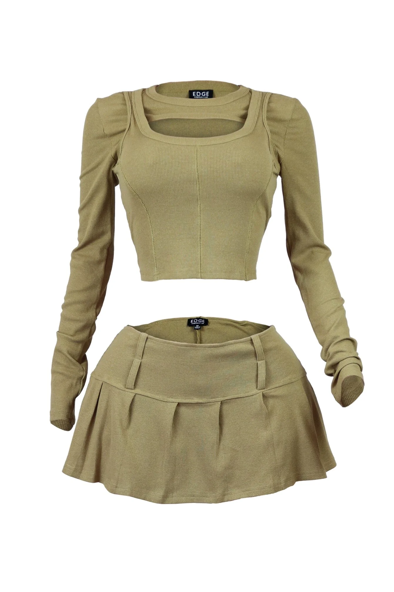 Cozy Moments Ribbed Cut Out Top & Skort SET - Image 3