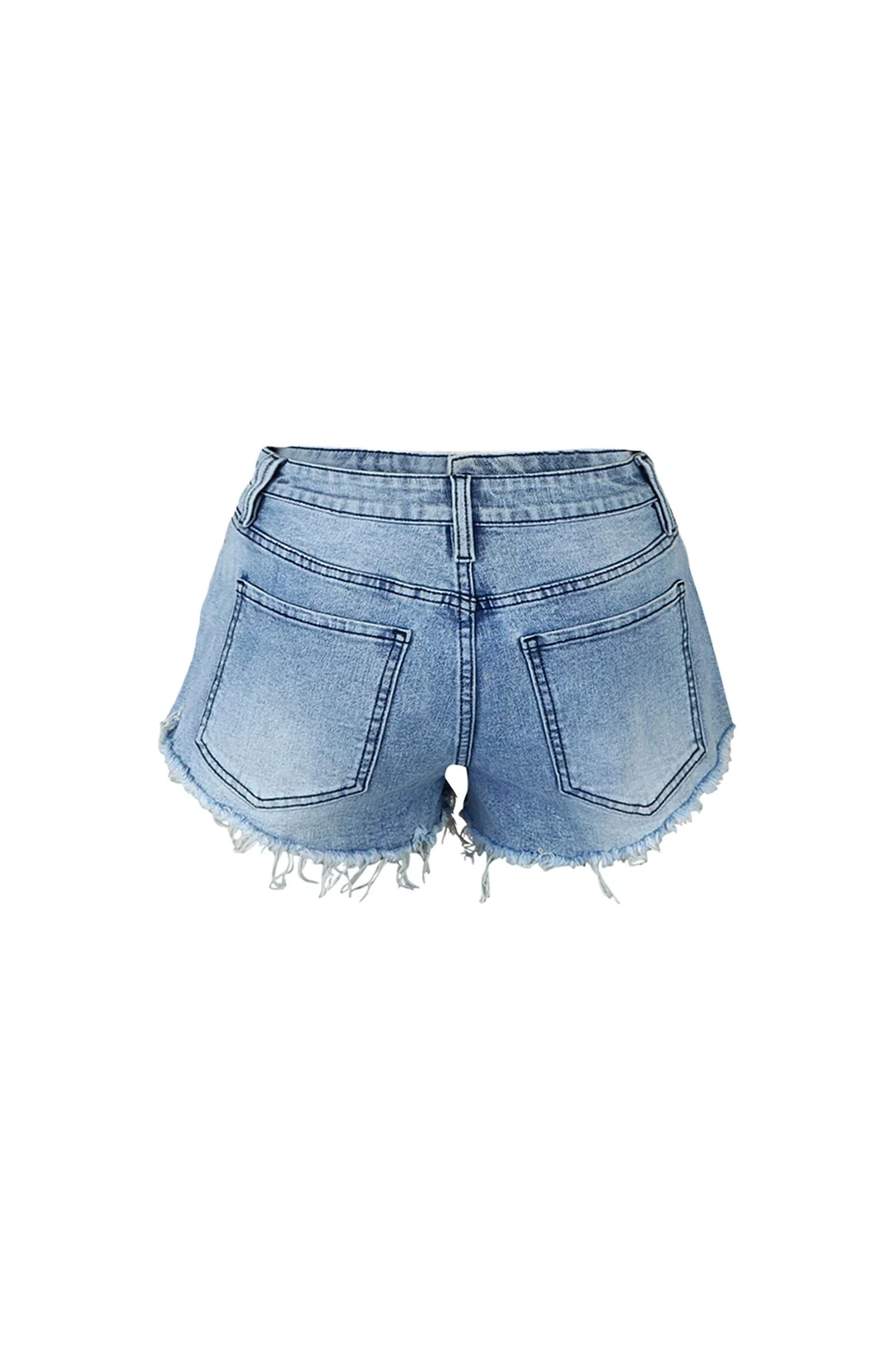 Cross Your Mind Patched Light Denim Shorts - Image 3