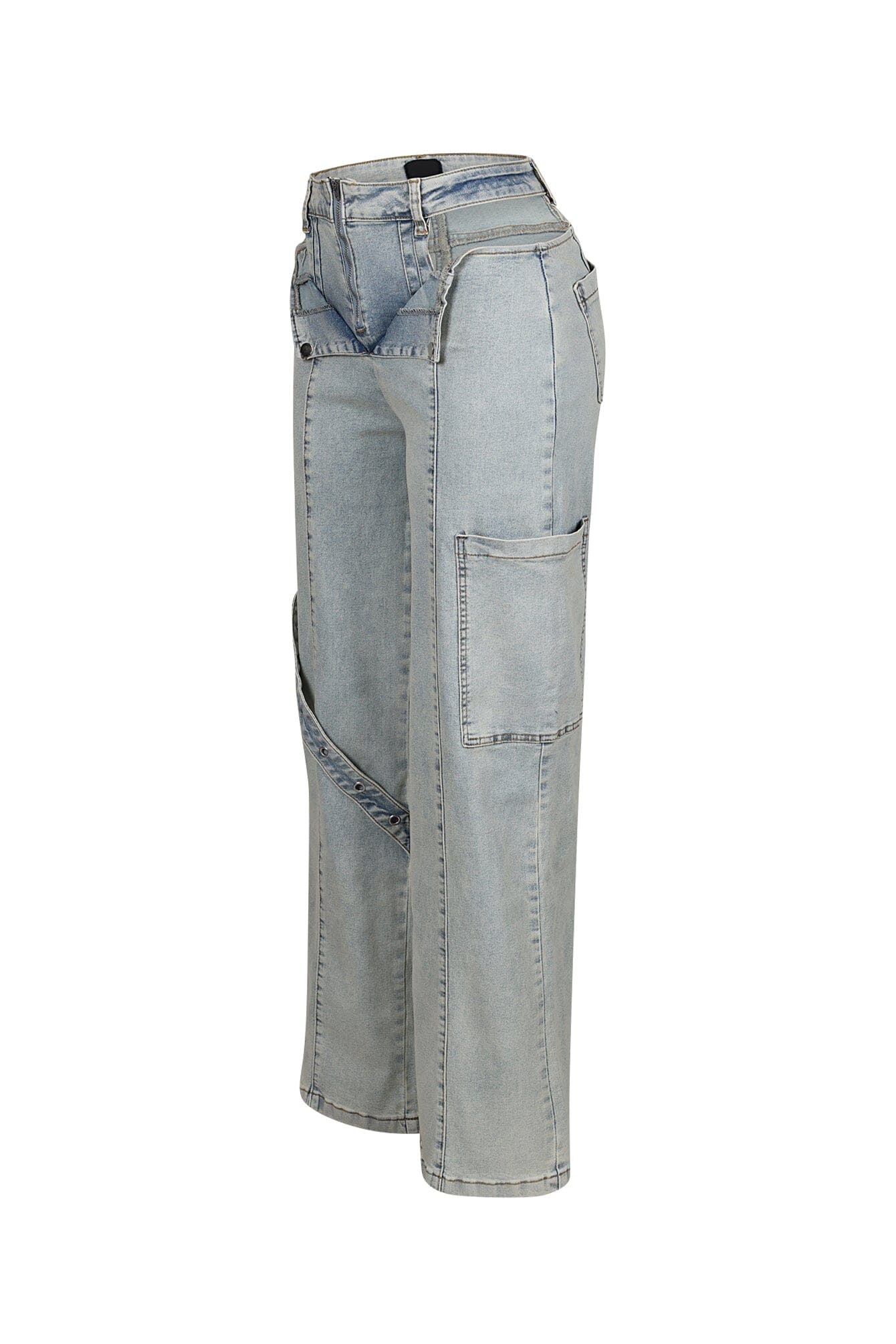 Crush High Waist Zipper Cutout Jeans - Image 3