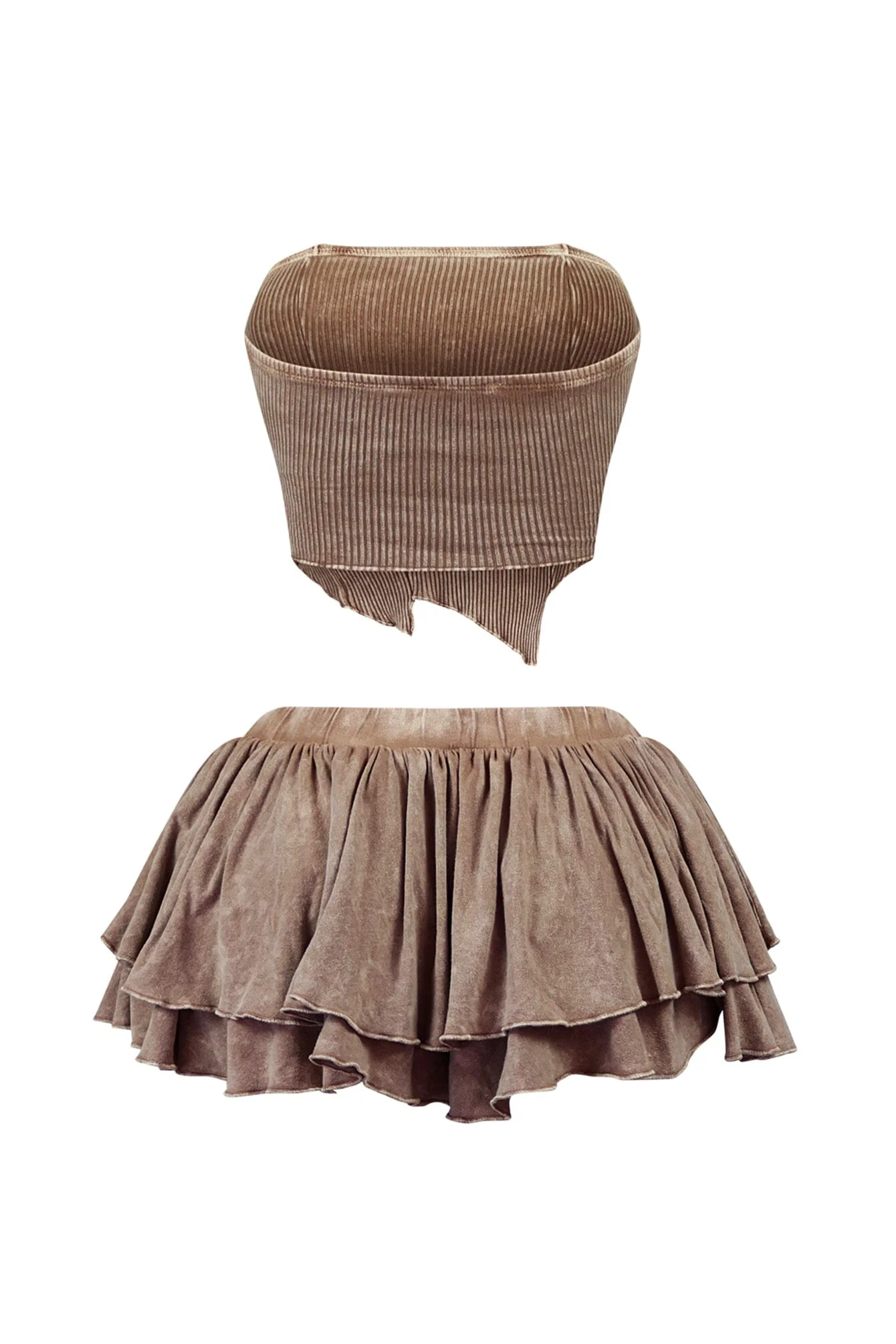 Daria Mineral Washed Tube Top & Ruffled Skirt SET - Image 4