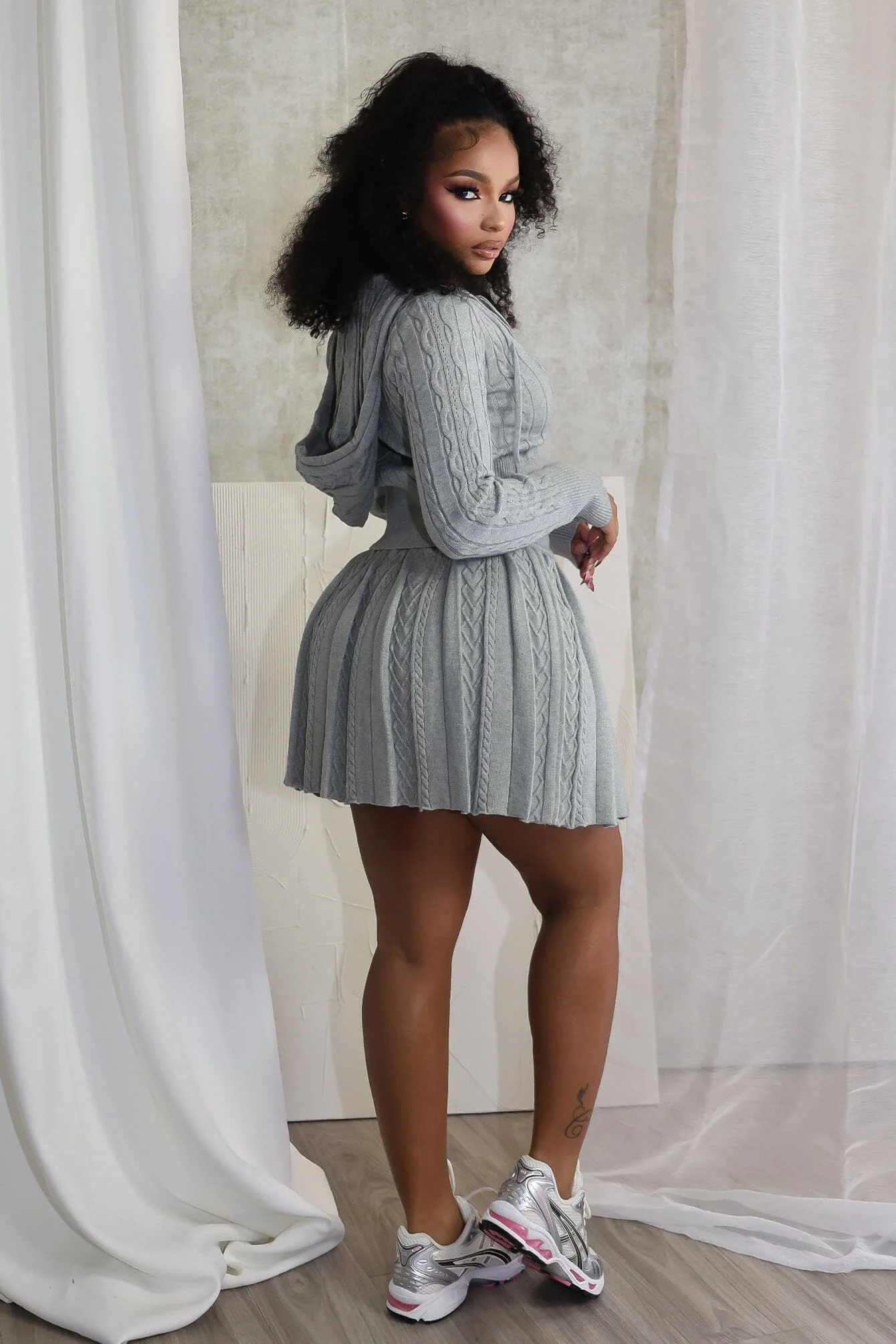 Ella Cable Knit Hoodie & Skort SET - Image 5