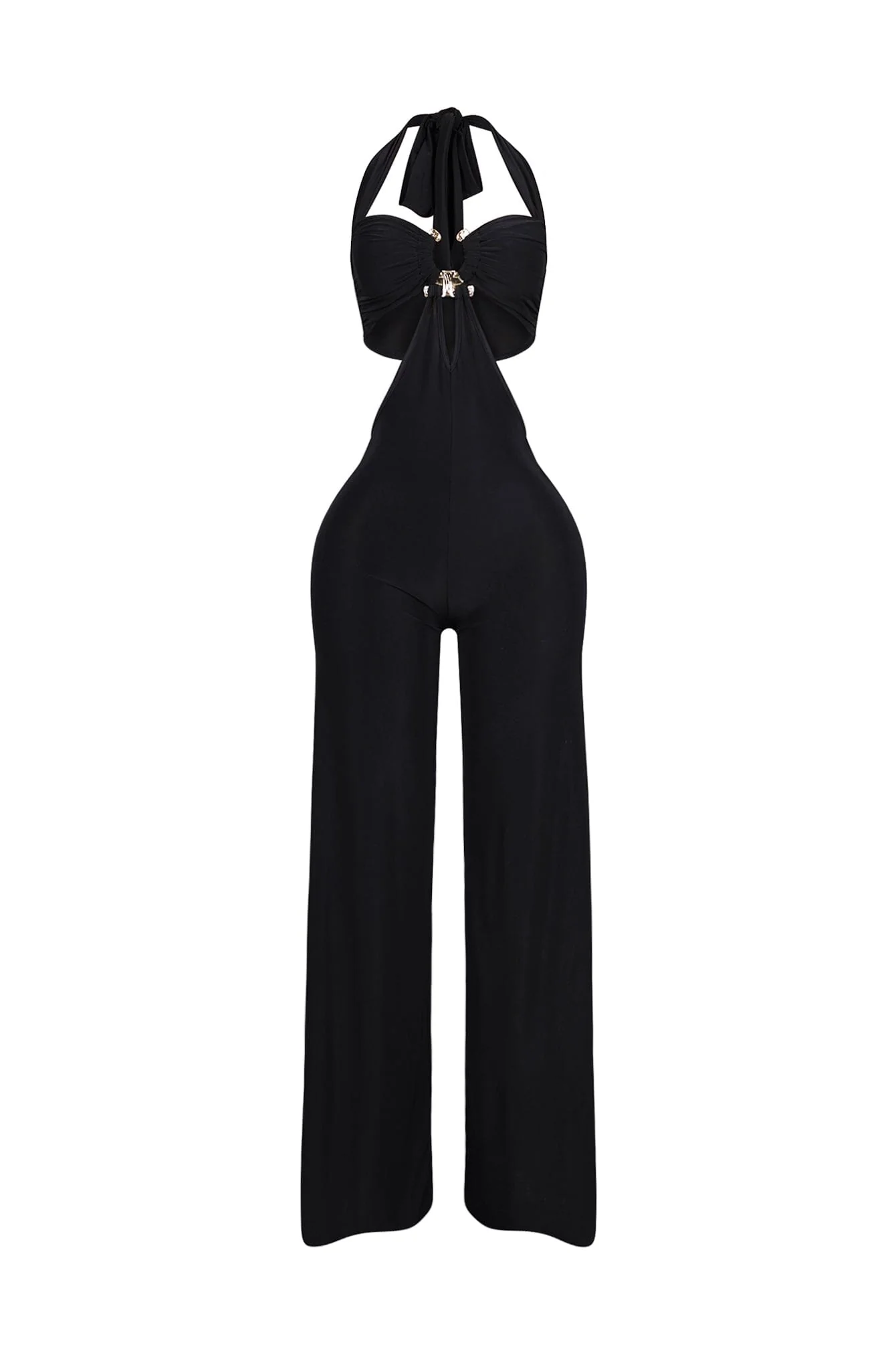 Equinox Cutout Halter Jumpsuit with Metal Trim - Image 3