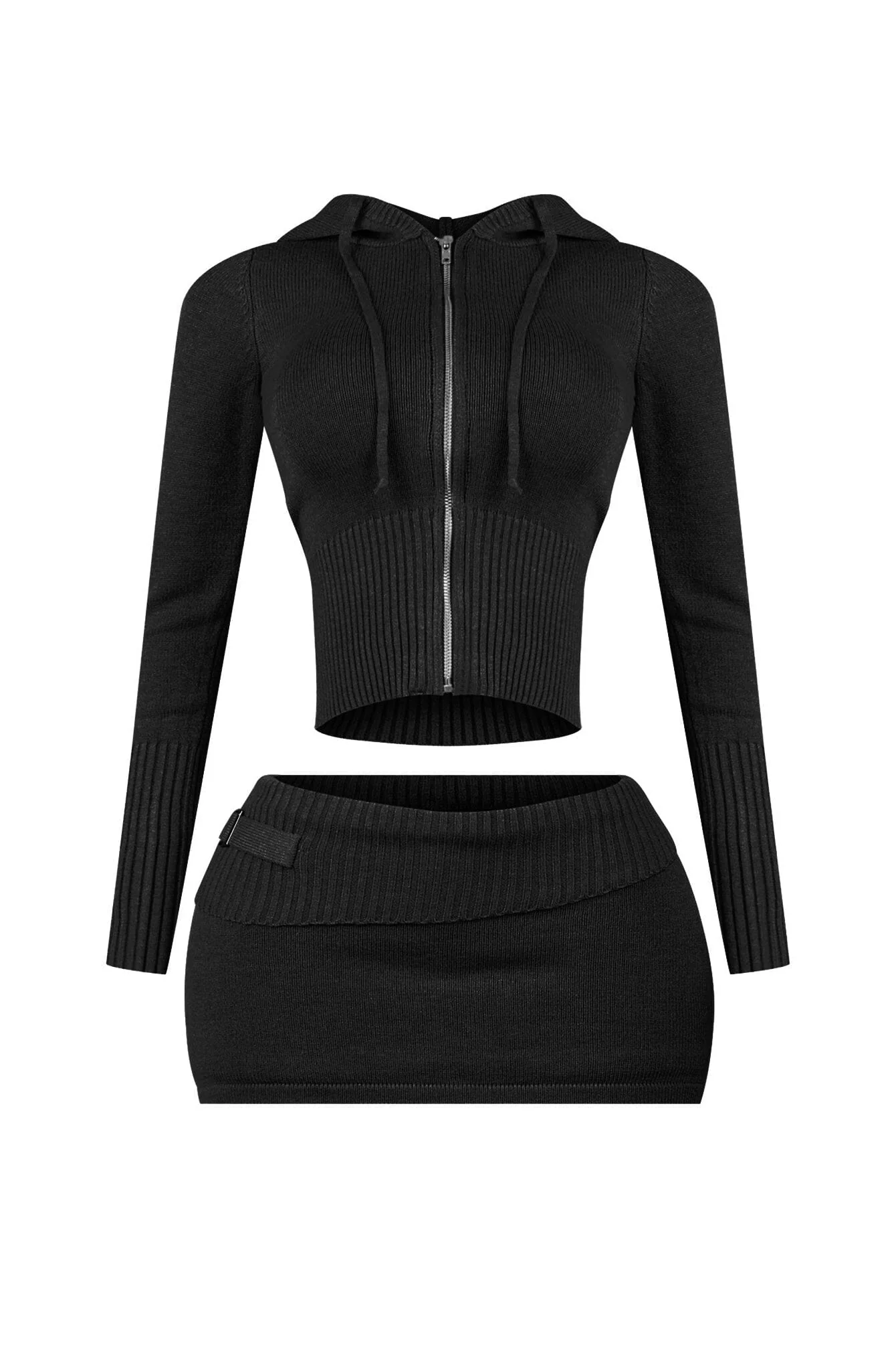 Fatima Knit Hoodie Jacket & Skirt SET - Image 5