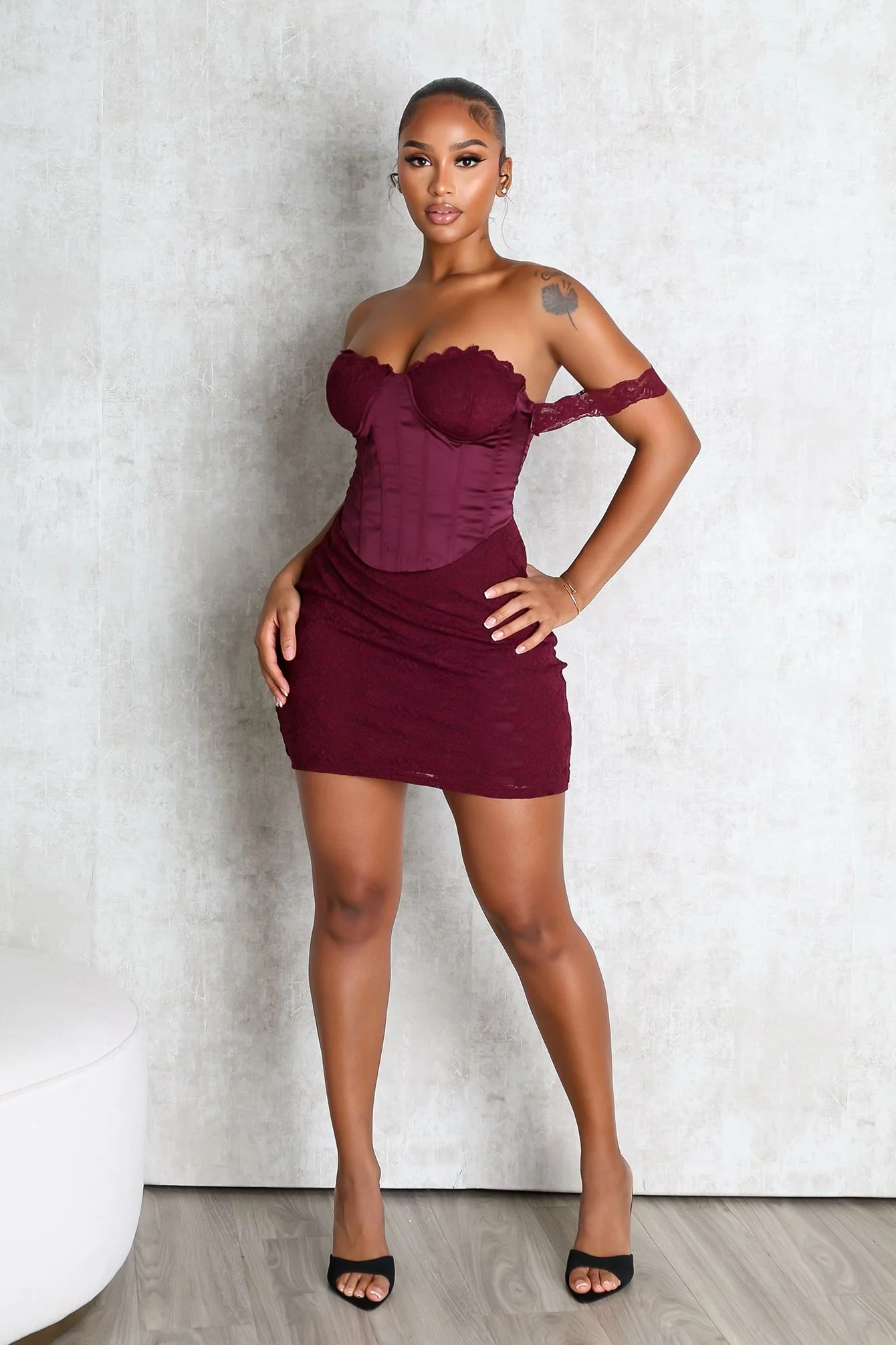 Fever Lace Off Shoulder Mini Dress - Image 3