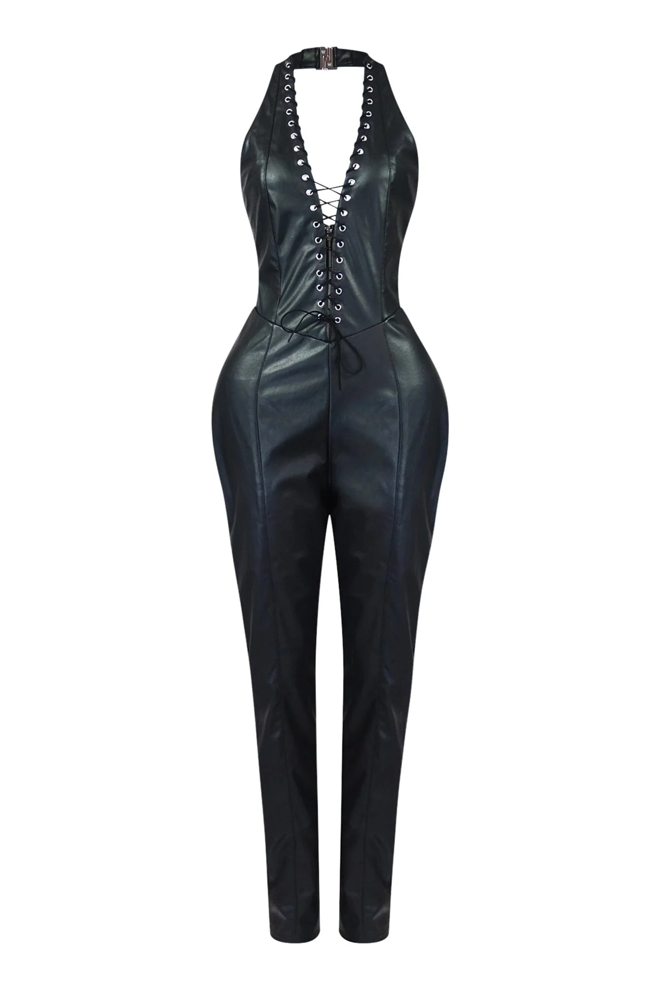 Finley PU Halter Jumpsuit - Image 3