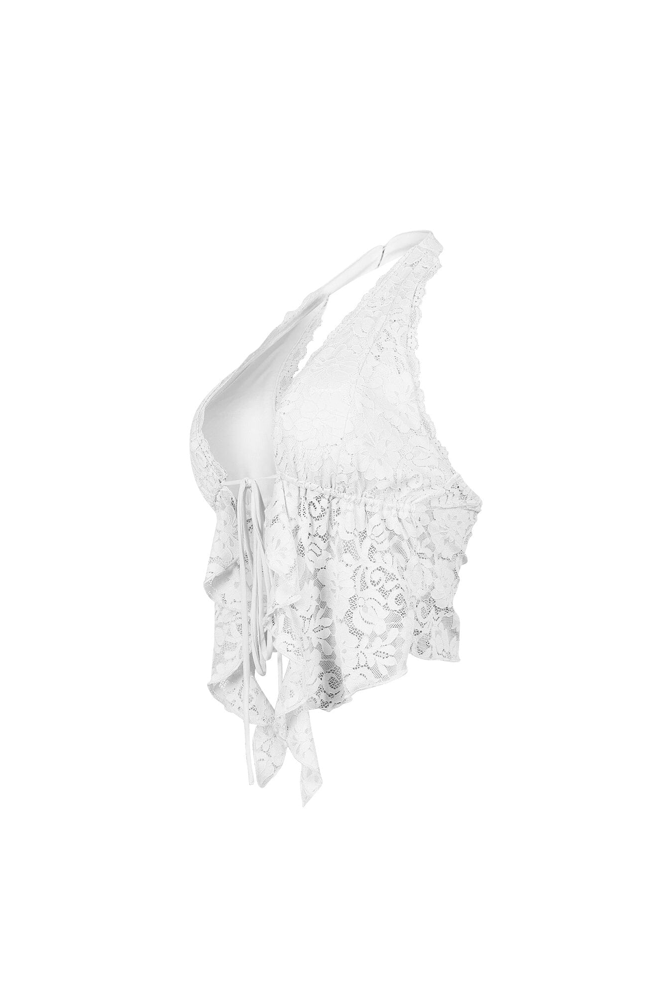 Flora Floral Lace Halter Crop Top - Image 11