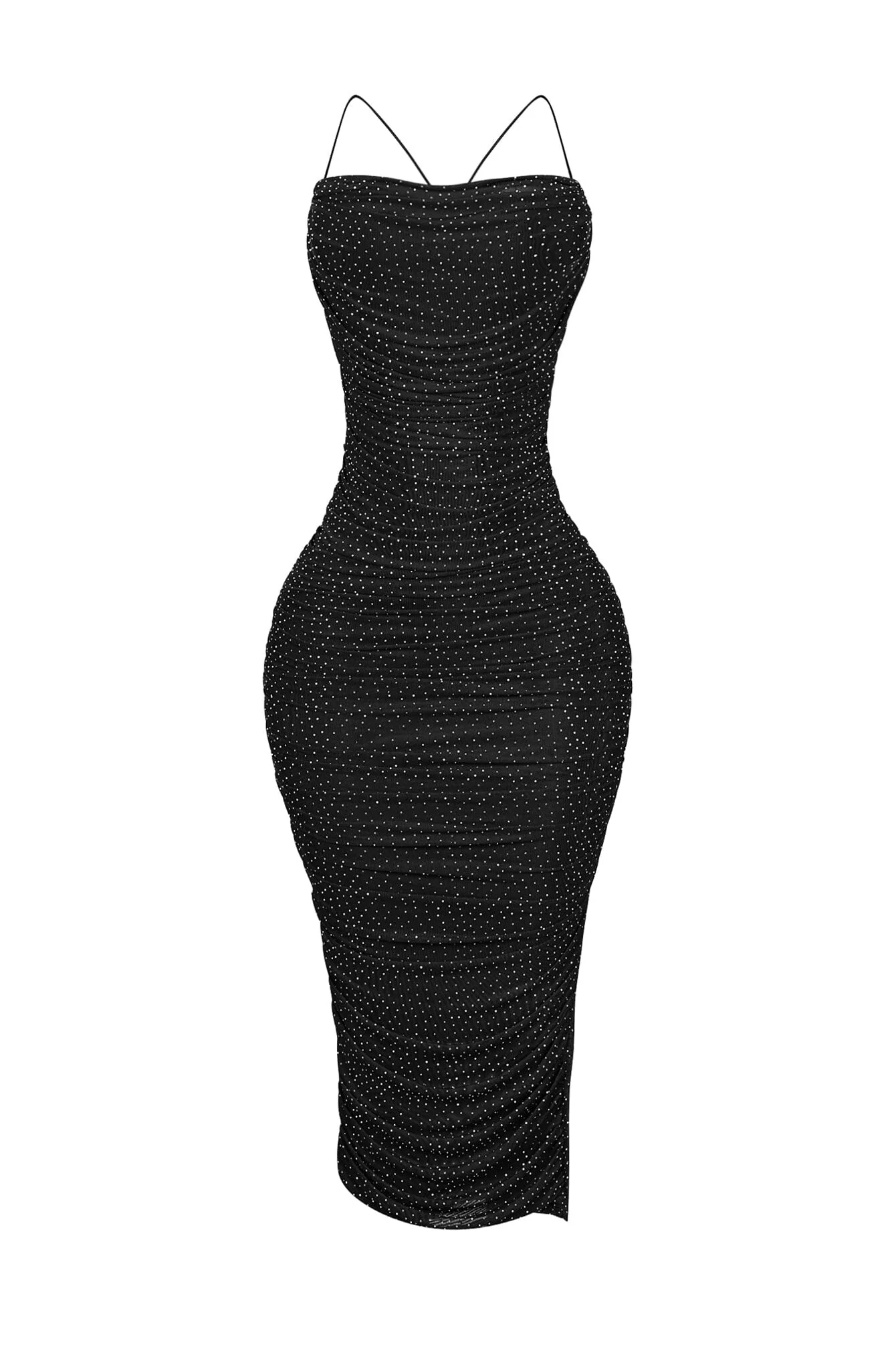 Gemma Rhinestone Mesh Ruched Dress - Image 11