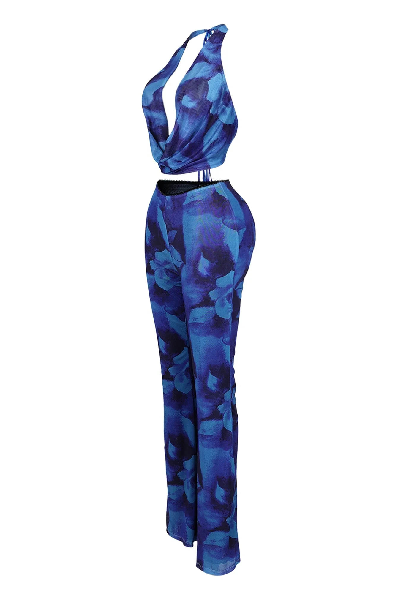 Georgina Floral Print Mesh Halter Top & Pants SET - Image 4