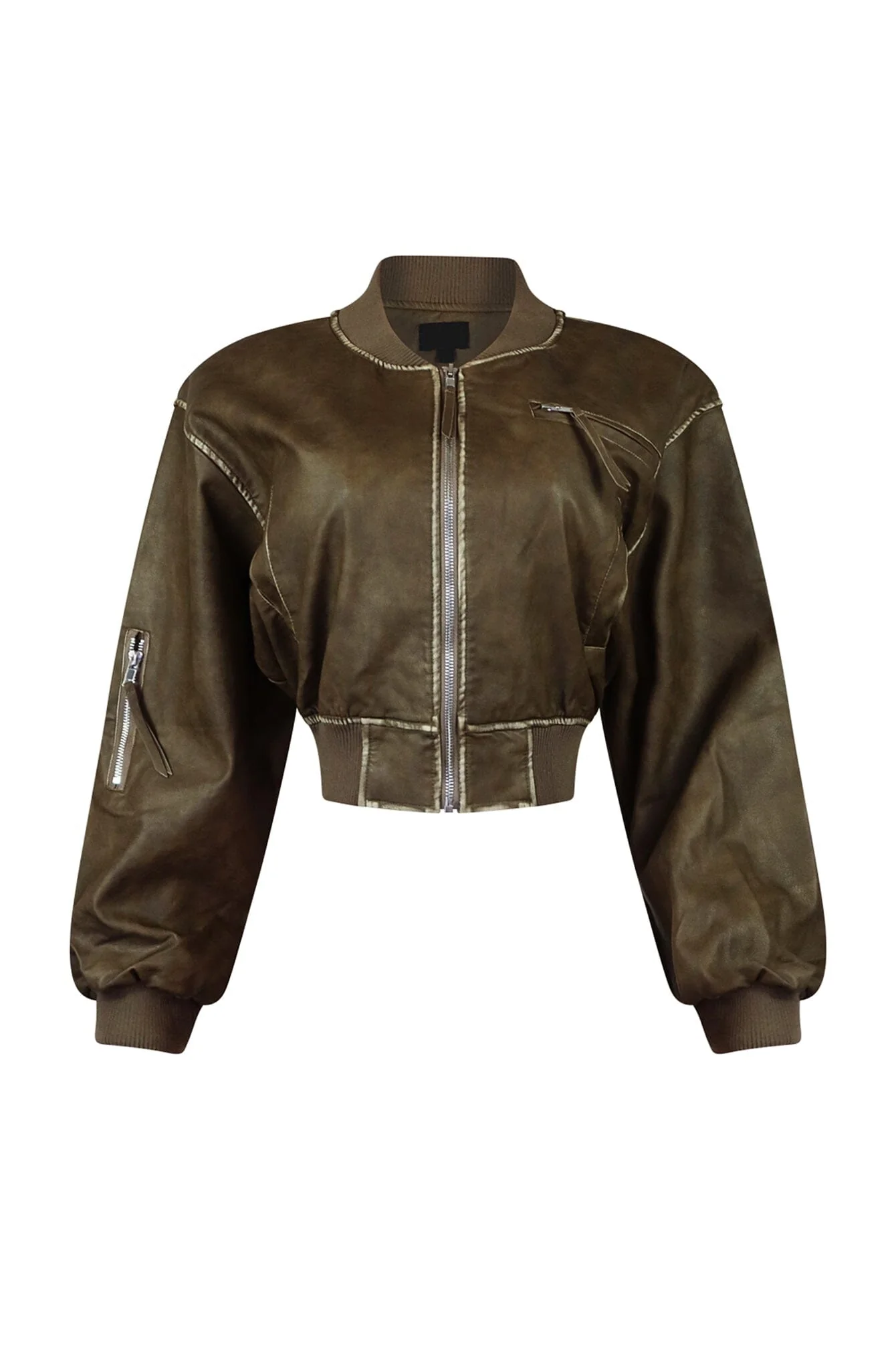 Gianna Faux Leather Bomber Jacket - Image 5