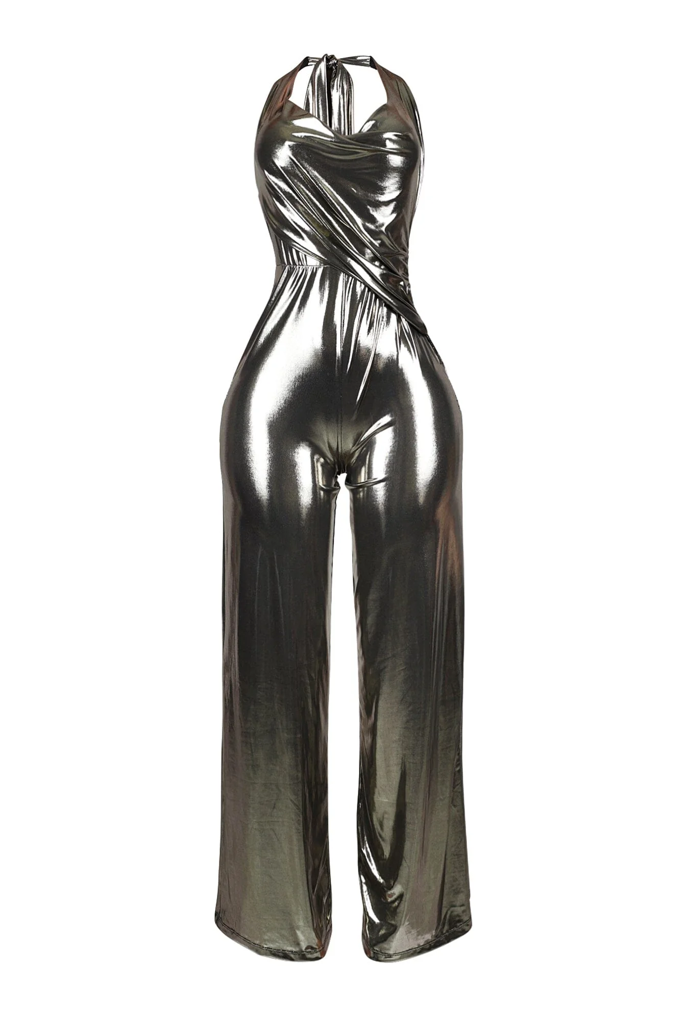 Hayze Foil Halter Cowl Neck Jumpsuit - Image 4