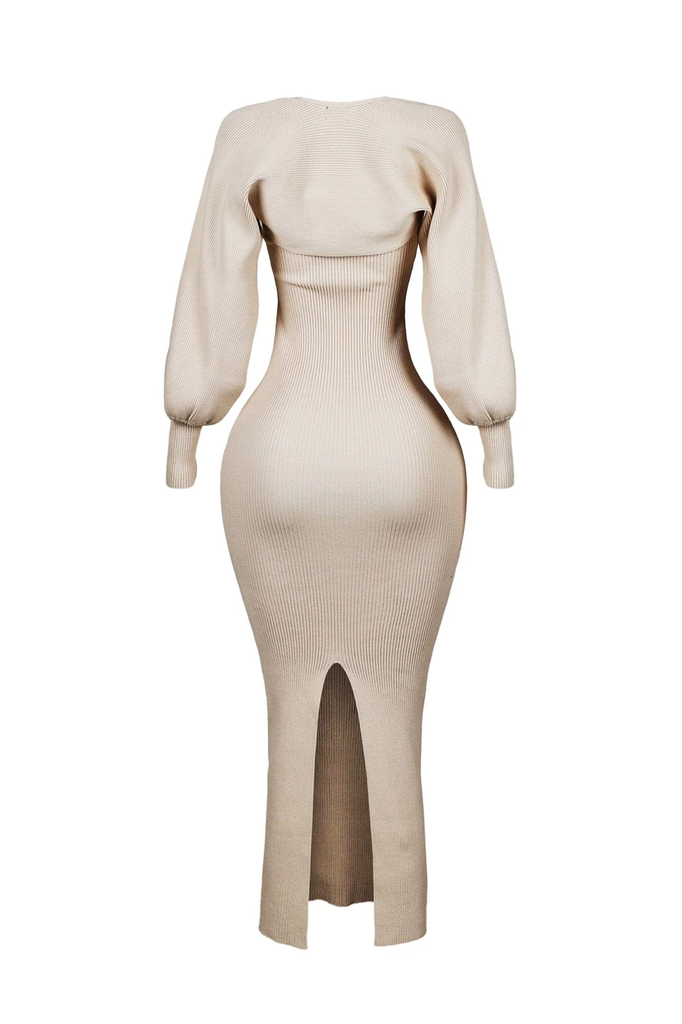 Heather Ribbed Knit Dress With Bolero SET - Image 10