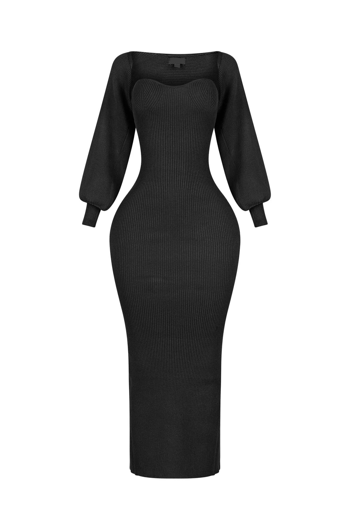 Heather Ribbed Knit Dress With Bolero SET - Image 6