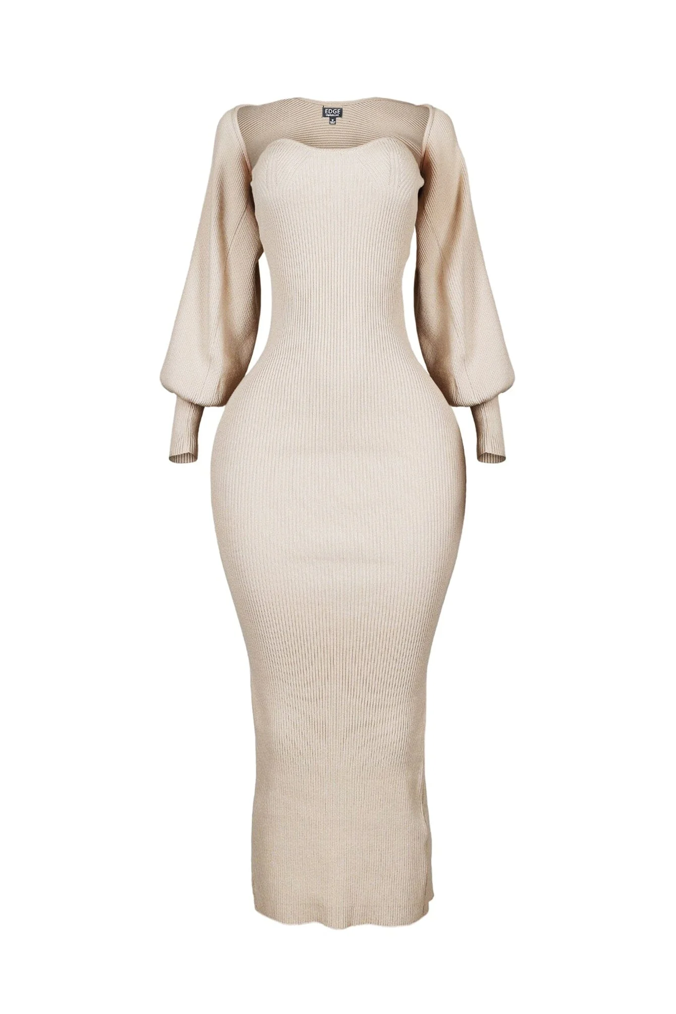 Heather Ribbed Knit Dress With Bolero SET - Image 7