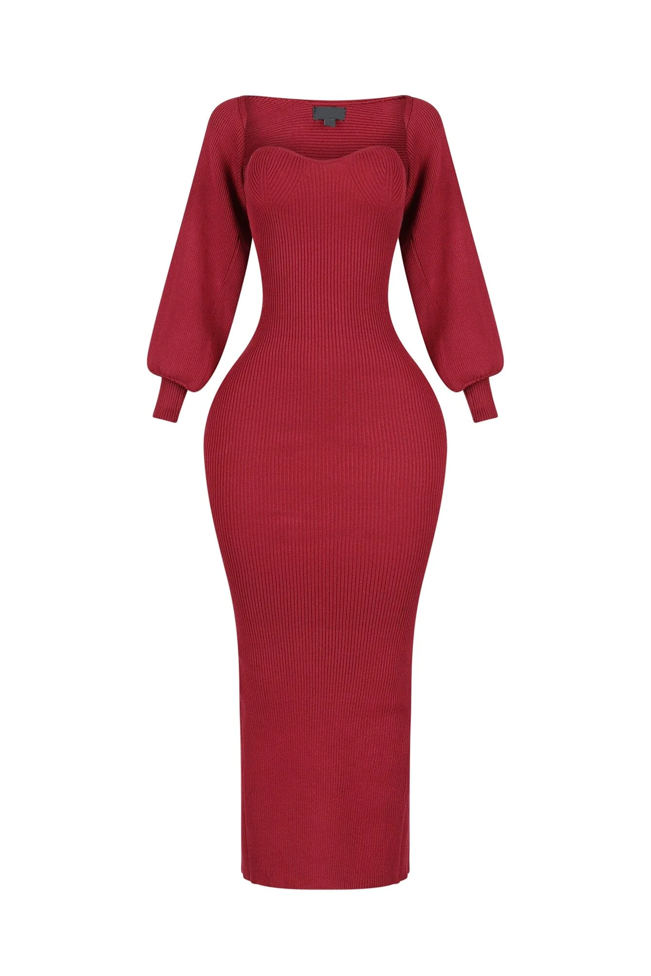 Heather Ribbed Knit Dress With Bolero SET - Image 8