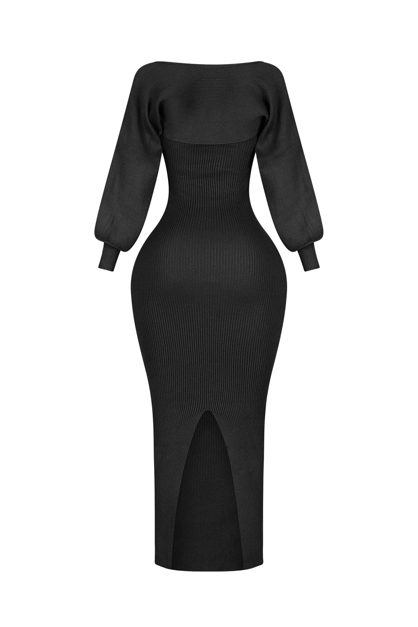 Heather Ribbed Knit Dress With Bolero SET - Image 9