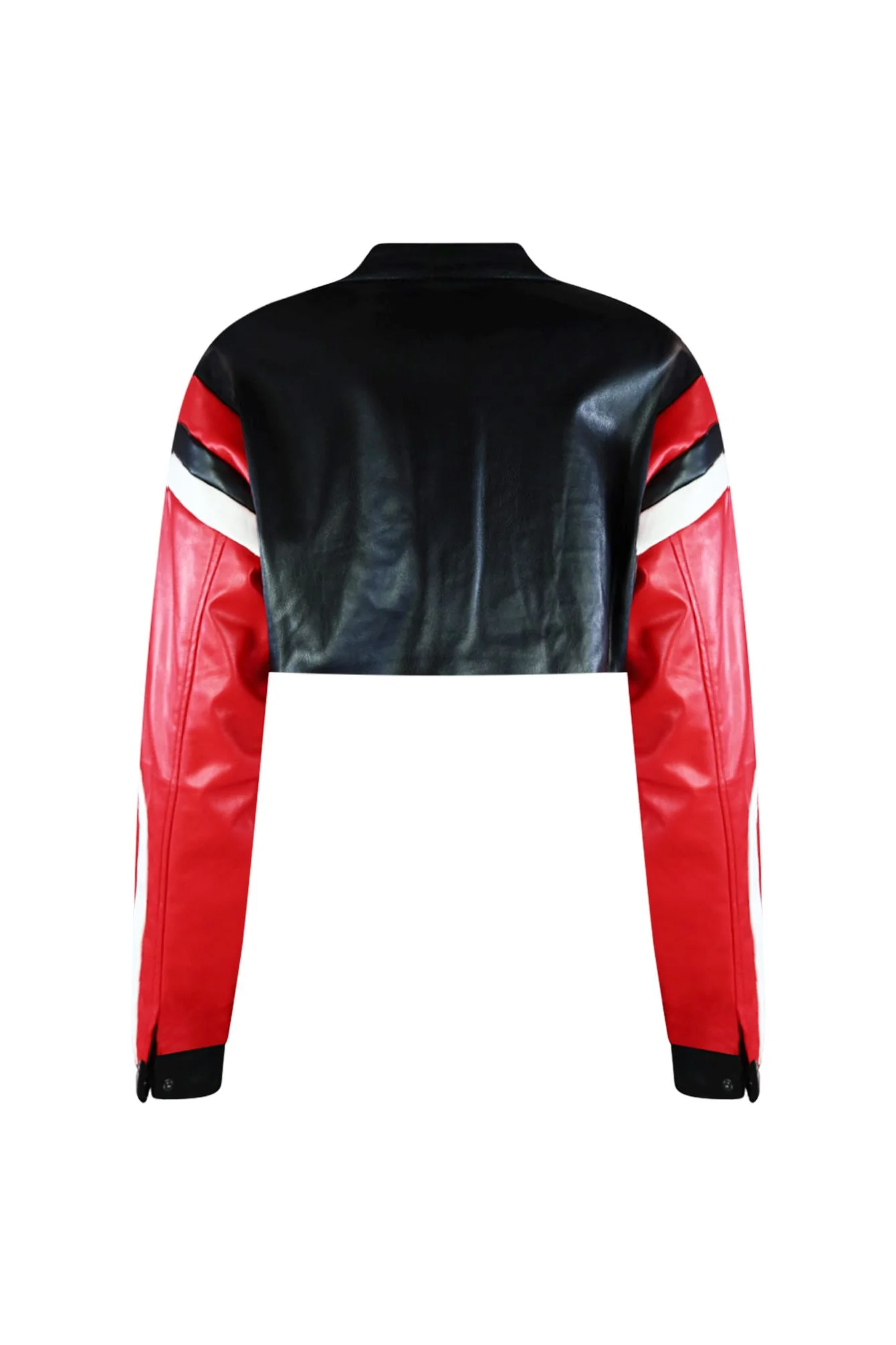 Jordan Cropped Faux Leather Motor Jacket - Image 4