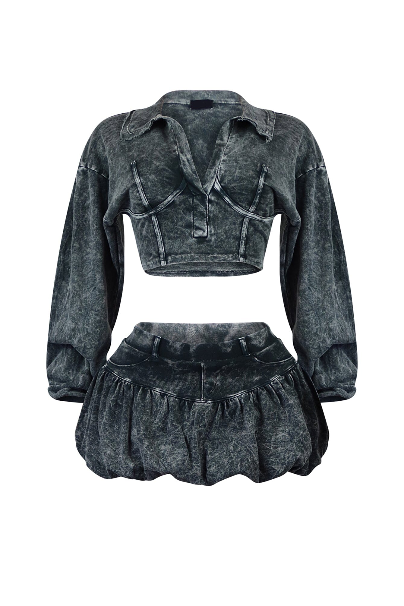 Kallan Mineral Washed Top & Bubble Skort SET - Image 3