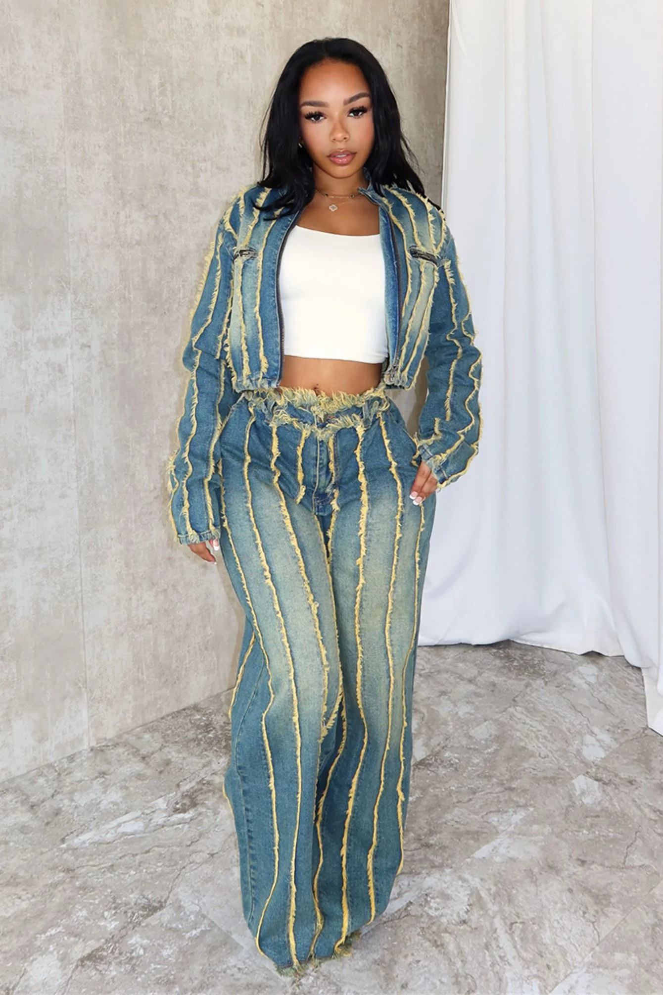 Katrina Frayed Hem Denim Jacket - Image 3