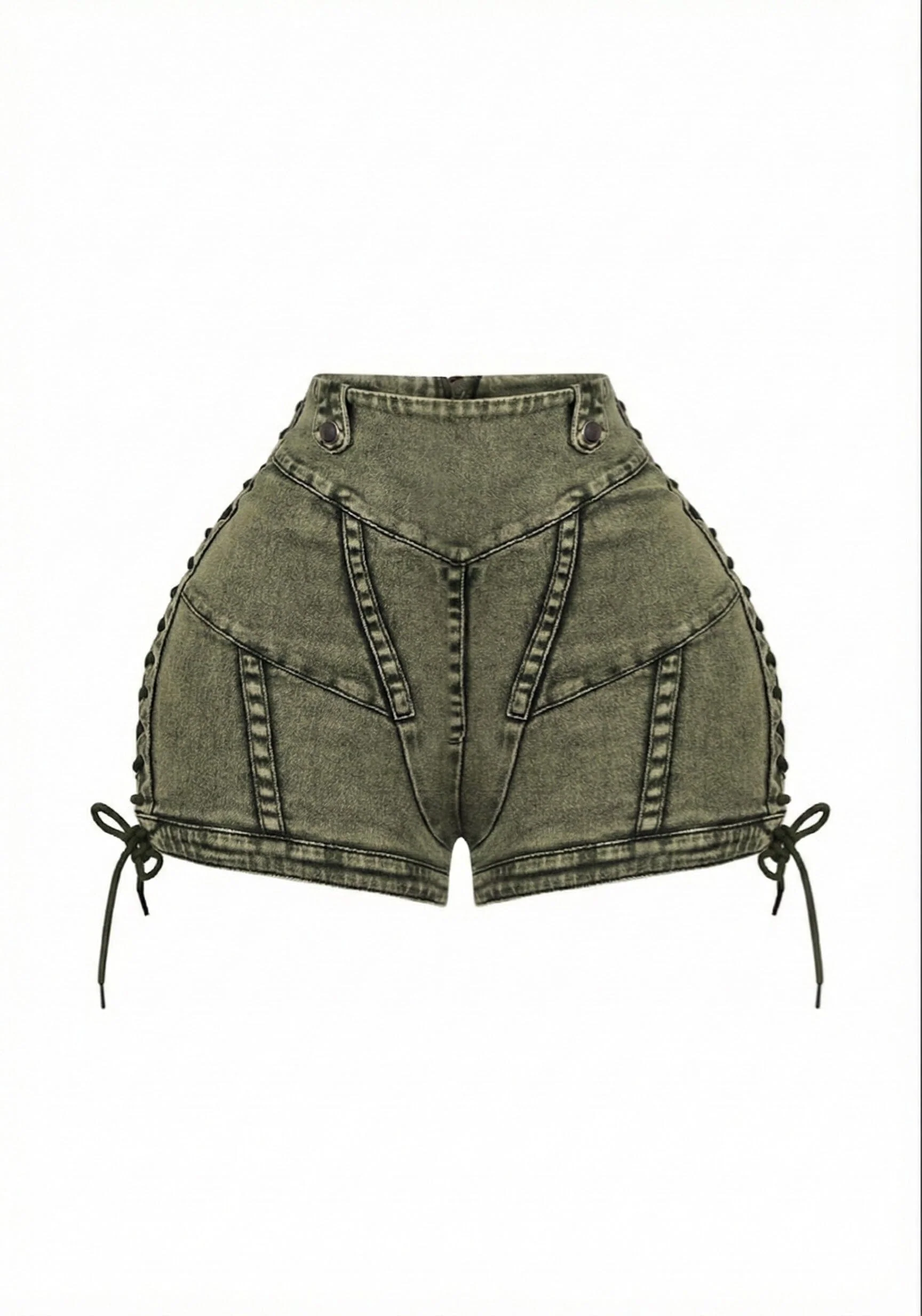 Keep Up Lace Up Denim Shorts - Image 13